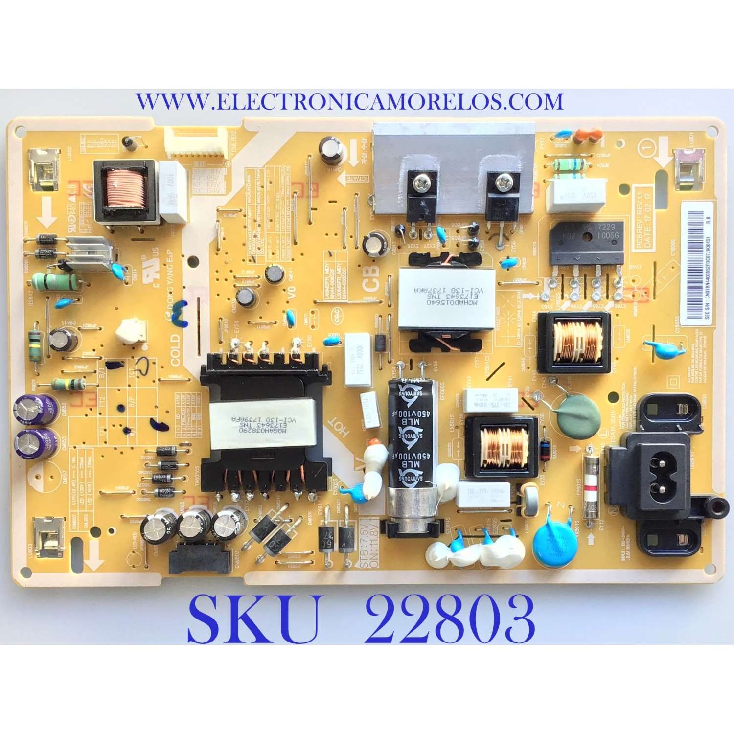 FUENTE DE PODER PARA TV SAMSUNG / NUMERO DE PARTE BN44-00852F BOARD L48MSFR_MDY / BN4400852F / PT430CT02-3 VER.1.0 / MODELOS LH43SE / UA43M5100 / LH43BE / UA43M5100 / HG43NF690 / UE40M5000 / UN43J5000 / UE40J5270 / UN43T5300 / UN43M5300 / UN43J5200/ LH43BETMLGKXZX XD05