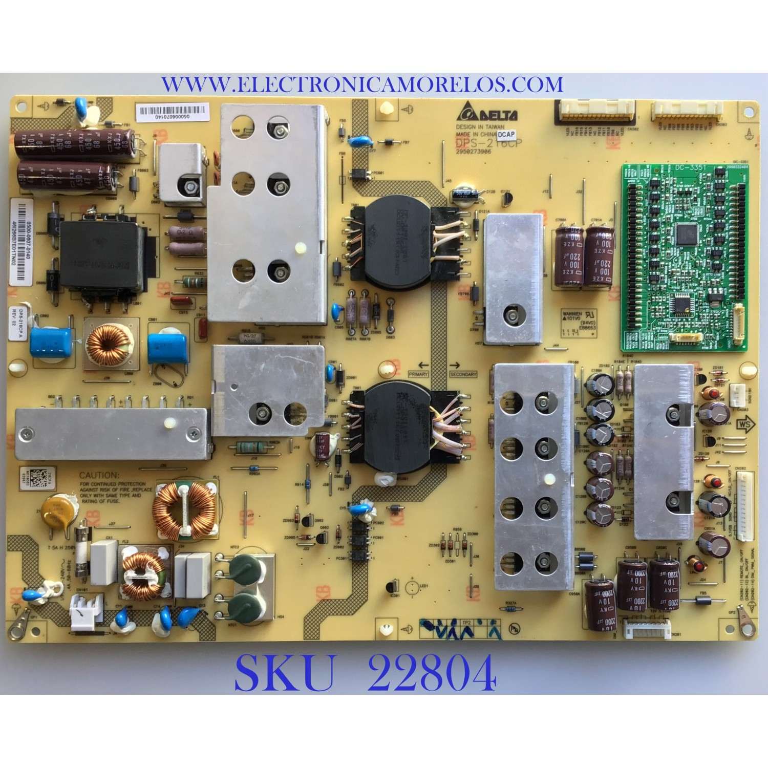 FUENTE DE PODER PARA TV VIZIO / 0500-0607-0140 / DPS-216CP A / DPS-216CP / 2950273906 / PANEL LC550EUH (SD)(A1) / MODELOS M550SV LAQPKAAM / M550SV LAUPKAAM