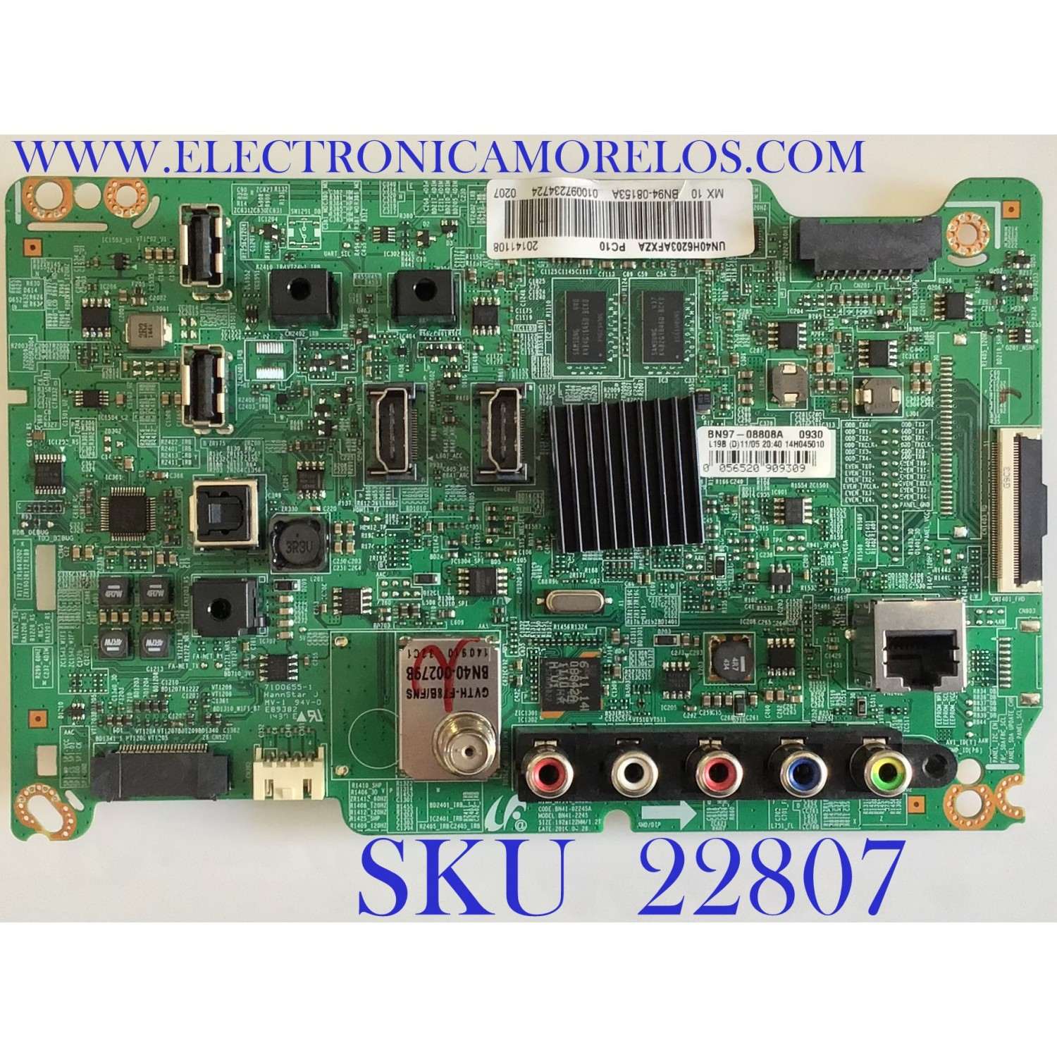 MAIN PARA TV SAMSUNG / BN94-08153A / BN41-02245A / BN97-08808A / PANEL CY-DF400CSLV3H / MODELO UN40H6203AFXZA UF04