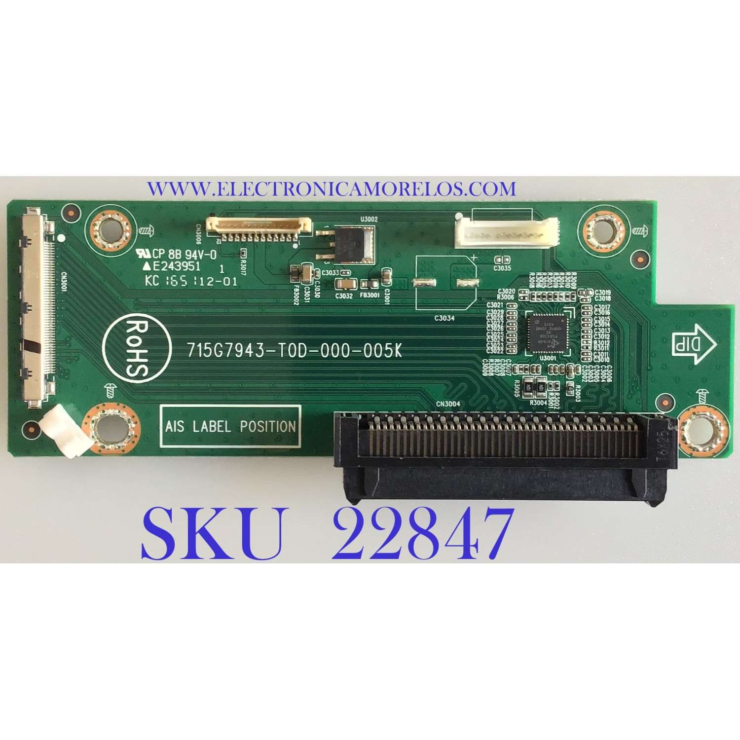 PLACA CONECTOR PARA TV NEC / CTPCFQN5 / 715G7943-T0D-000-005K / (Q)CTPCFQN5 / MODELOS P404 / P554 / V554 / V404