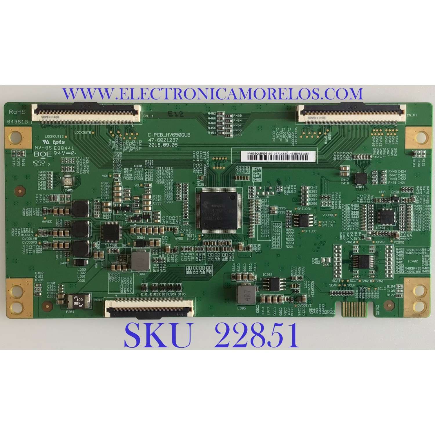 T-CON PARA TV HISENSE (( NUEVA )) ORIGINAL / NUM DE PARTE 44-9771483O / 47-6021287 / HV650QUBN90 / C-PCB_HV650QUB / 44-97714830 / PANEL TPT650J1-QUBF90.K / NUM DE DISPLAY HV650QUB-F90 / MODELOS 65R6000FM / 65R6E1 / ONA65UB19E07 / FW65R70F / 65PFL5604/F7 A