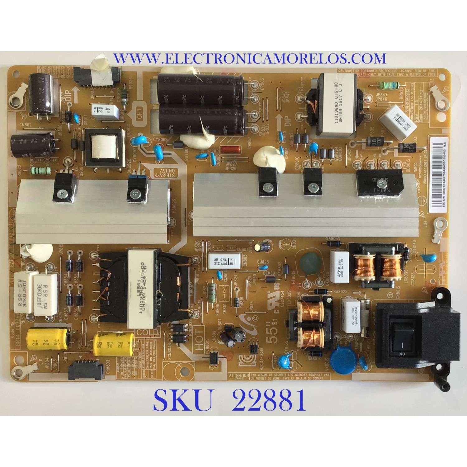 FUENTE DE PODER PARA TV SAMSUNG / BN44-00736A / F55S1_EHS / BN4400736A / PANEL CY-GH055CSLVXH / MODELOS LH55DBDPLGA/ZA SS01 / LH55DBDPLGA/ZA US02 / LH55DMDPLGA/ZA SS01 / LH55DMDPLGA/ZA TS02 / LH55DMDSLGA/ZA / LH55DSDSLGA/ZA / LH55DMEPLGA/GO