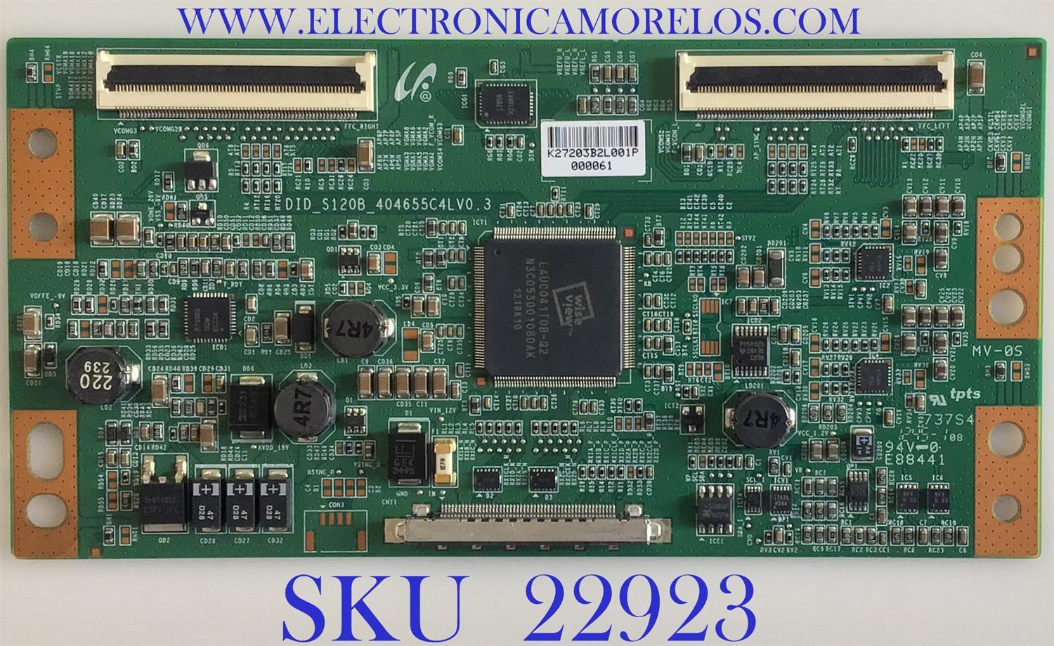 T-CON PARA TV SAMSUNG / LJ94-27203B / DID_S1208_404655C4LV0.3 / 27203B / MODELO LH46GWPLBC / ZA