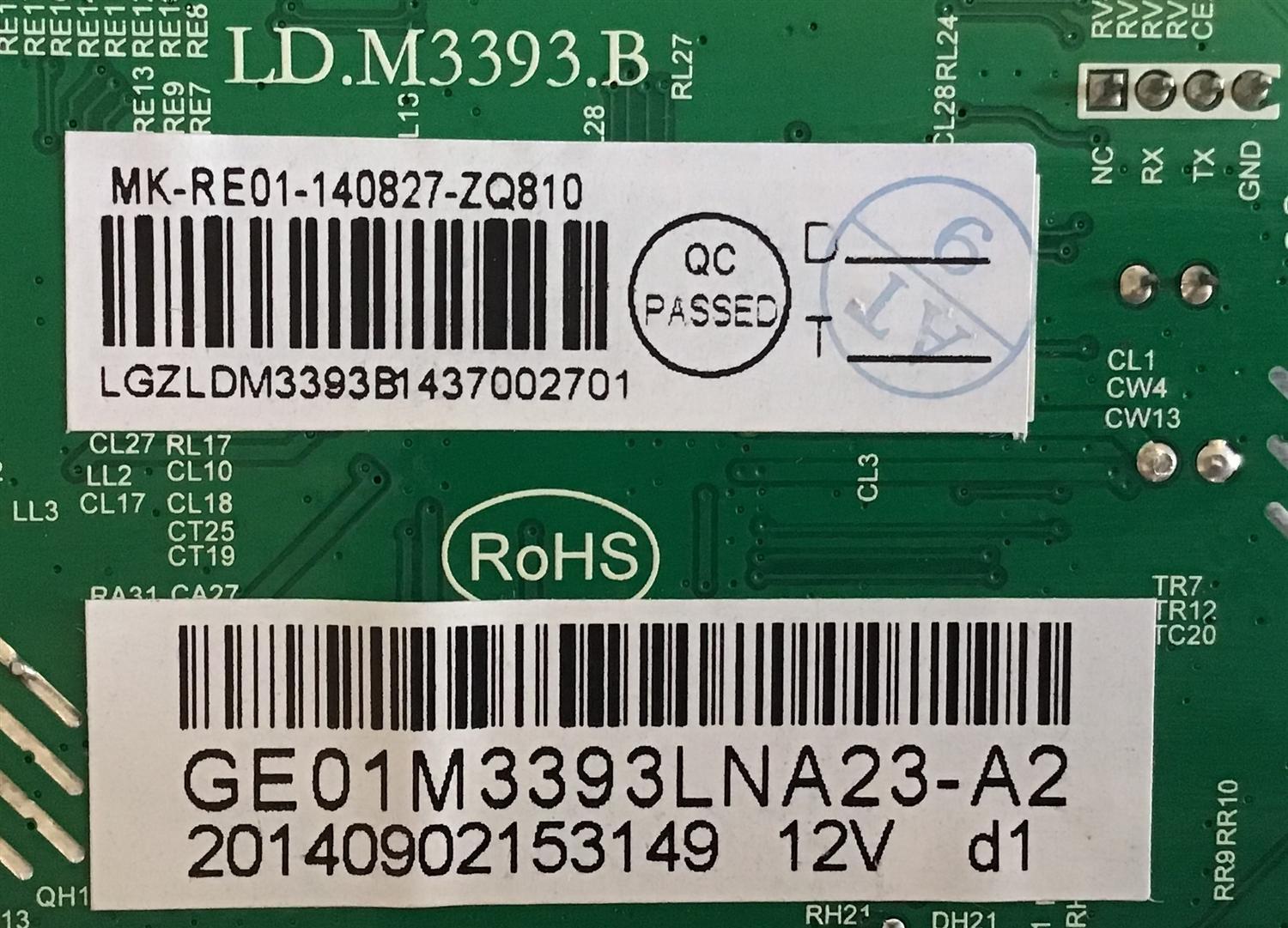 MAIN PARA TV RCA / GE01M3393LNA23-A2 / LD.M3393.B / MK-RE01-140827-ZQ810 / 20140902153149 / MODELO 32''/ ESTA TARJETA ES CHINA Y ES UTILIZADA EN DIFERENTES MARCAS Y MODELOS / ENTRAR A DESCRIPCIÓN DEL PRODUCTO - Imagen 2