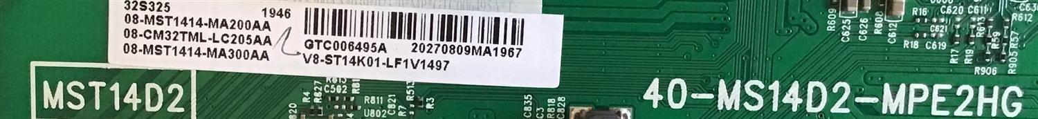 MAIN FUENTE PARA TV TCL / 08-CM32TML-LC205AA / 40-MS14D2-MPE2HG / 08-MST1414-MA200AA / 08-MST1414-MA300AA / PANEL LVW320NDEL MJ9W00 / MODELO 32S325 - Imagen 2