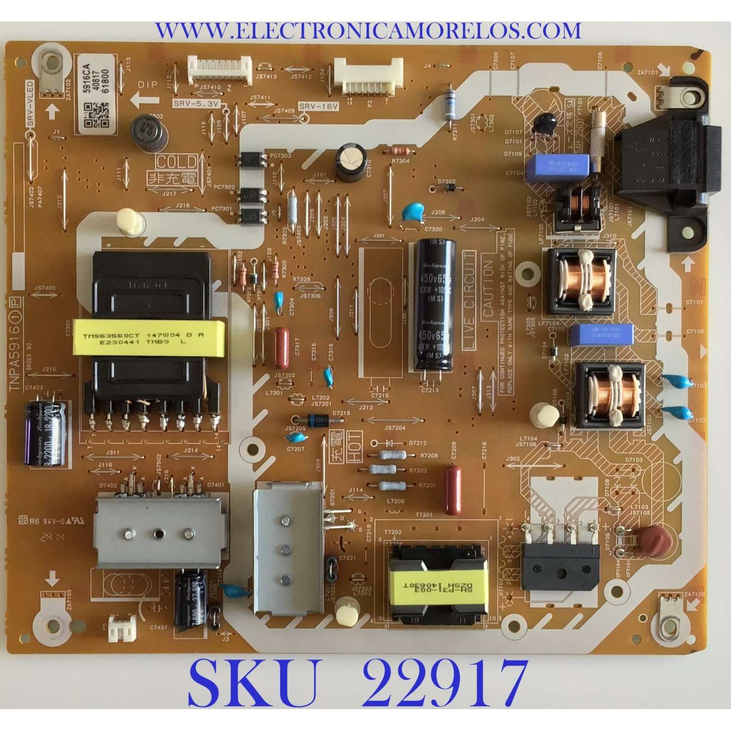 FUENTE DE PODER PARA TV PANASONIC / TNPA5916CA / TNPA5916 / 5916CA / PANEL V500HJ1-LE6 REV.F2 / MODELO TC-50A400U
