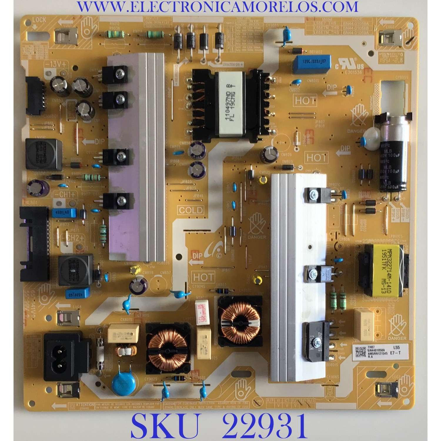 FUENTE DE PODER PARA TV SAMSUNG ORIGINAL / NUMERO DE PARTE BN44-01058A / L55E7_THS / BN4401058A / MODELOS QN50Q60 / QN50Q60TAFXZA / QN55Q6D / QN55Q60 / QN55Q60TAFXZA / QN55Q6DTAFXZA / QN55Q60TAFXZC / QN58Q60 / QN58Q60TAFXZA