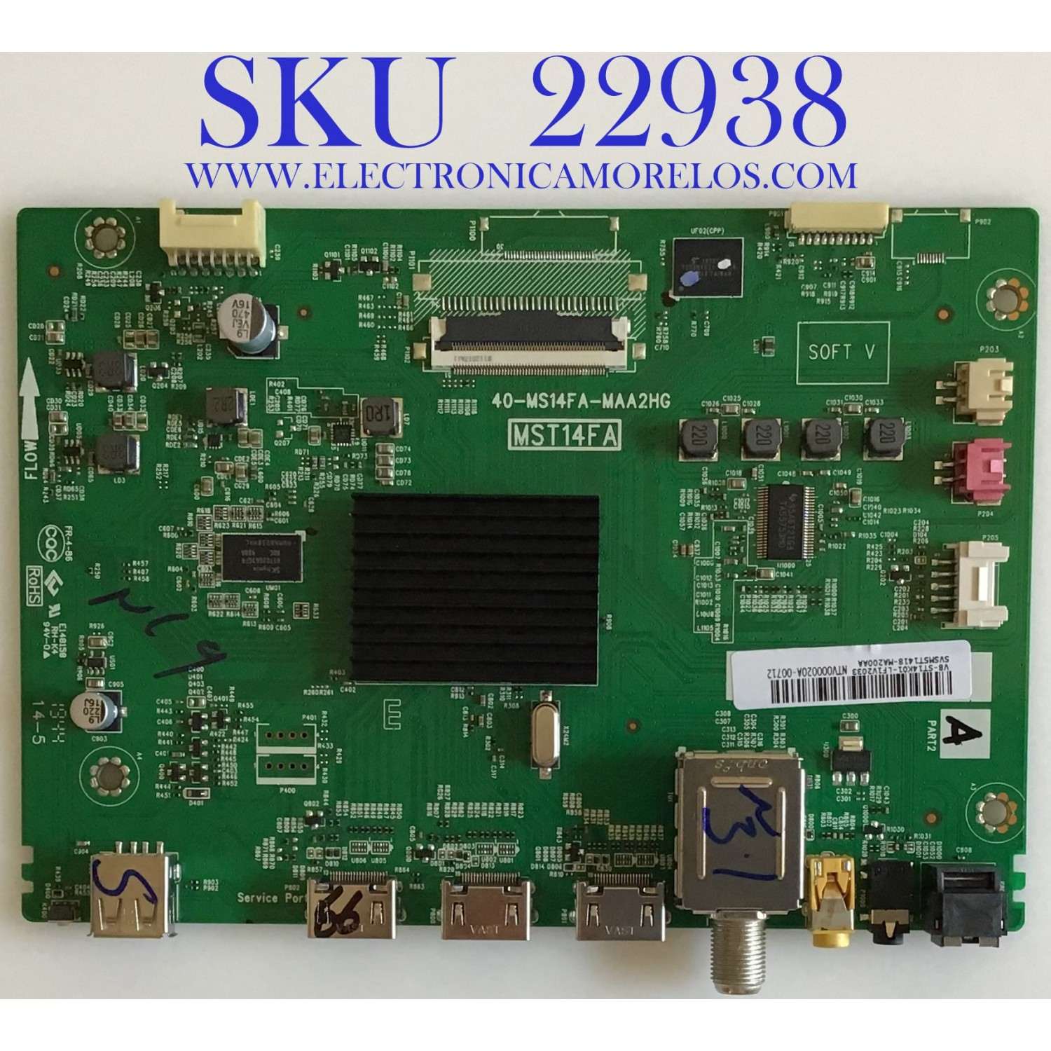 MAIN PARA TV TCL / SVSMST1418-MA200AA / 40-MS14FA-MAA2HG / V8-ST14K01-LF1V2033 / NTV000020A-03408 / PANEL V400HJ6-PE1 C3 / MODELOS 40S325 / 32S327