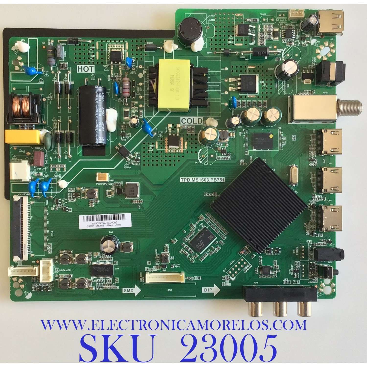MAIN FUENTE PARA TV JVC / 515Y16031M24 / TPD.MS1603.PB751 / 2130001895 / 536D3156CH1B / PANEL 536D3156CH1B / MODELO 32'' / ESTA TARJETA ES CHINA Y ES UTILIZADA EN DIFERENTES MARCAS Y MODELOS / ENTRAR A DESCRIPCIÓN DEL PRODUCTO