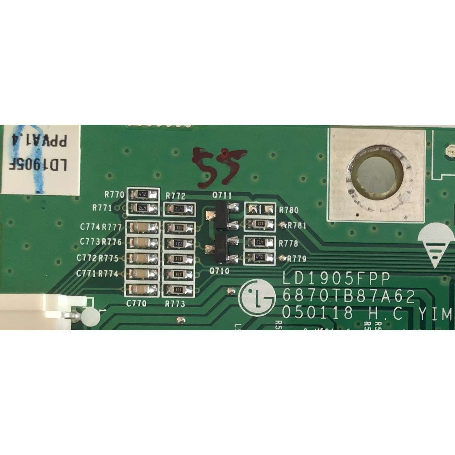 MAIN PARA MONITOR DELL / LD1905FPPVA1.4 / 6870TB87A62 / LD1905FPP / 050118 / S52H50727P / PANEL M190EN03 V.1  / MODELO 1905FP - Imagen 3