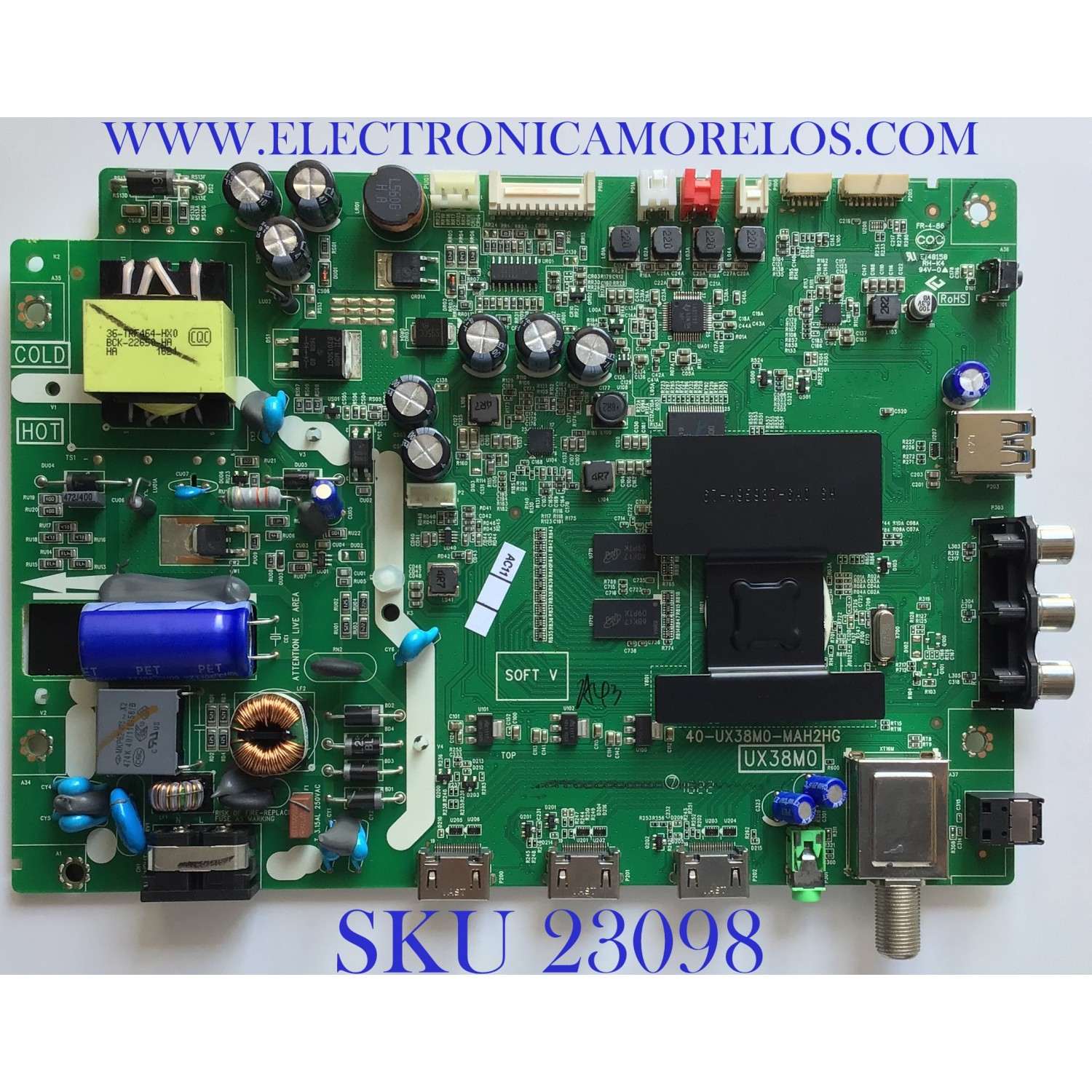 MAIN FUENTE  PARA TV INSIGNIA / T8-UX38006-MA200AA / 40-UX38M0-MAH2HG / V8-UX38001-LF1V207 / MODELO 32''