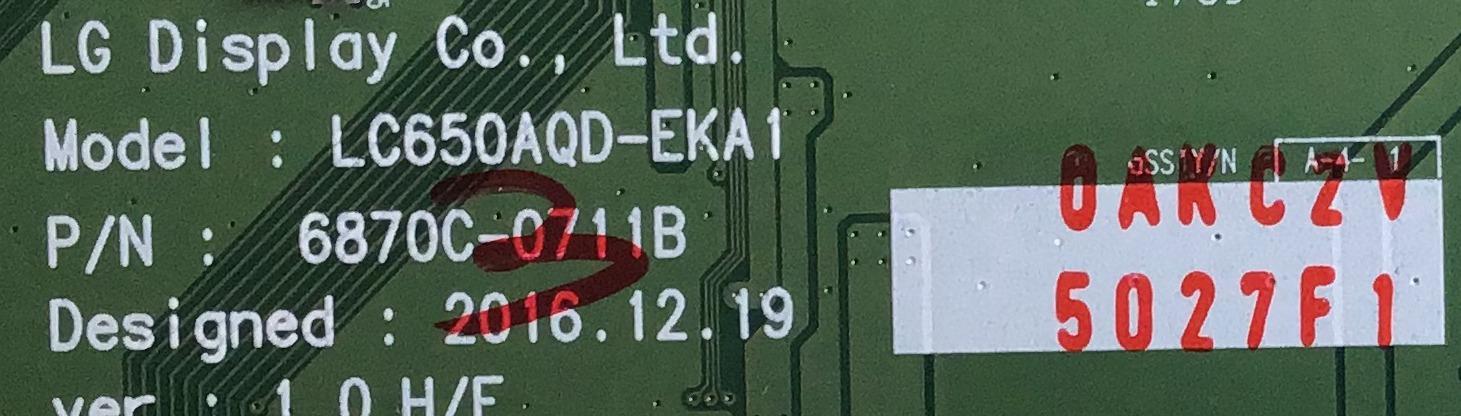 T-CON PARA TV LG OLED / NUMERO DE PARTE 6871L-5027F / 6870C-0711B / LC650AQD-EKA1 / 5027F / PANEL LC650AQD (EK)(A2) / MODELO OLED65B7A / OLED65B7A-U / OLED65B7A-U.BUSYLJR - Imagen 3