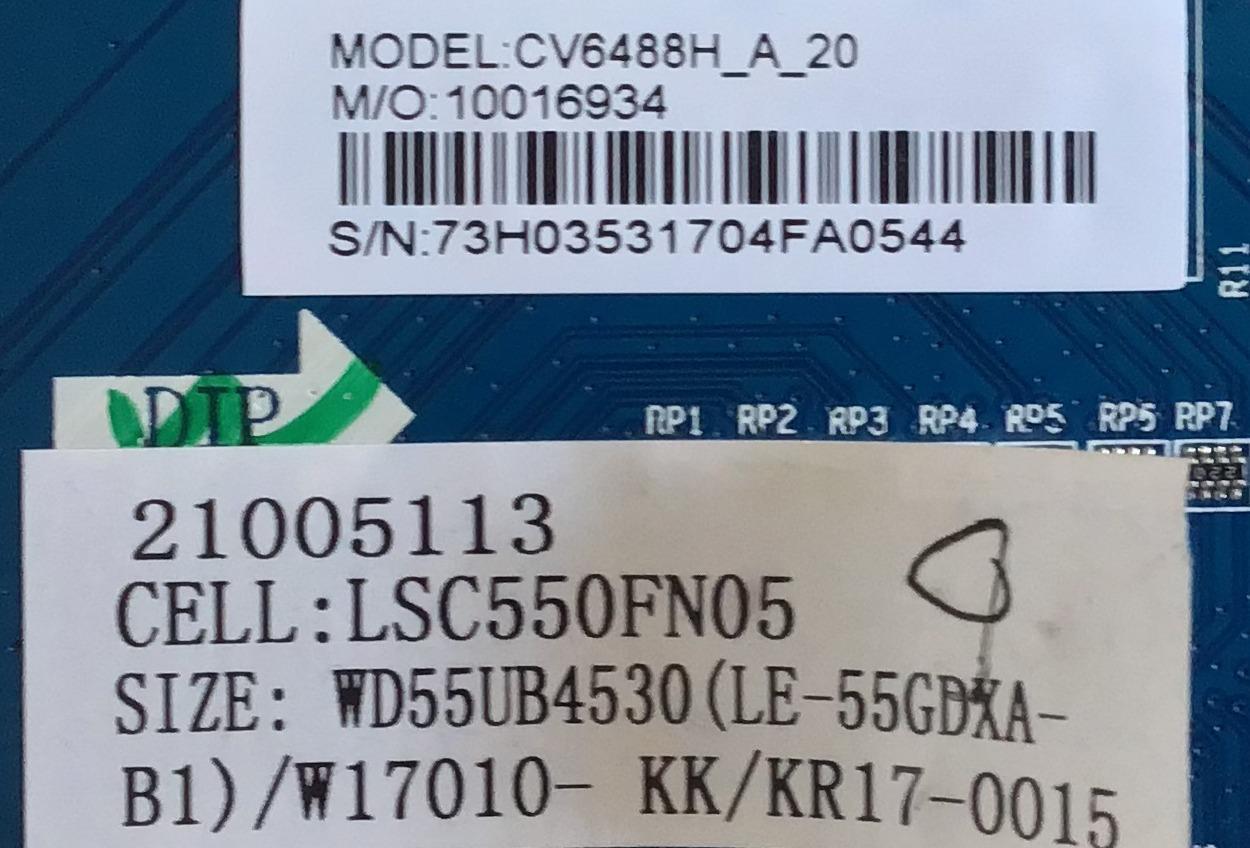 MAIN PARA TV ELEMENT / W17010-KK / CV6488H-A / 21005113 / WD55UB4530 / LE-55GDXA-B1 / 10016934 / 73H0353 / PANEL MD5512YTLU / MODELO E4SFT5517 K7G5M - Imagen 3