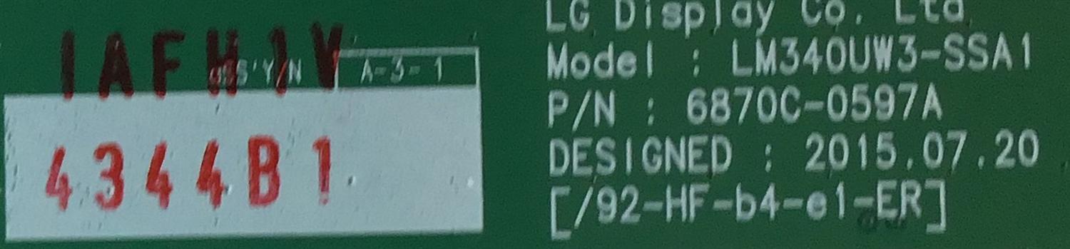 T-CON PARA  MONITOR DELL / 6871L-04344B / 6870C-0597A / 4344B / LM340UW3-SSA1 / PANEL LM340UW3 (SS)(A2) / MODELO U3417WB - Imagen 2