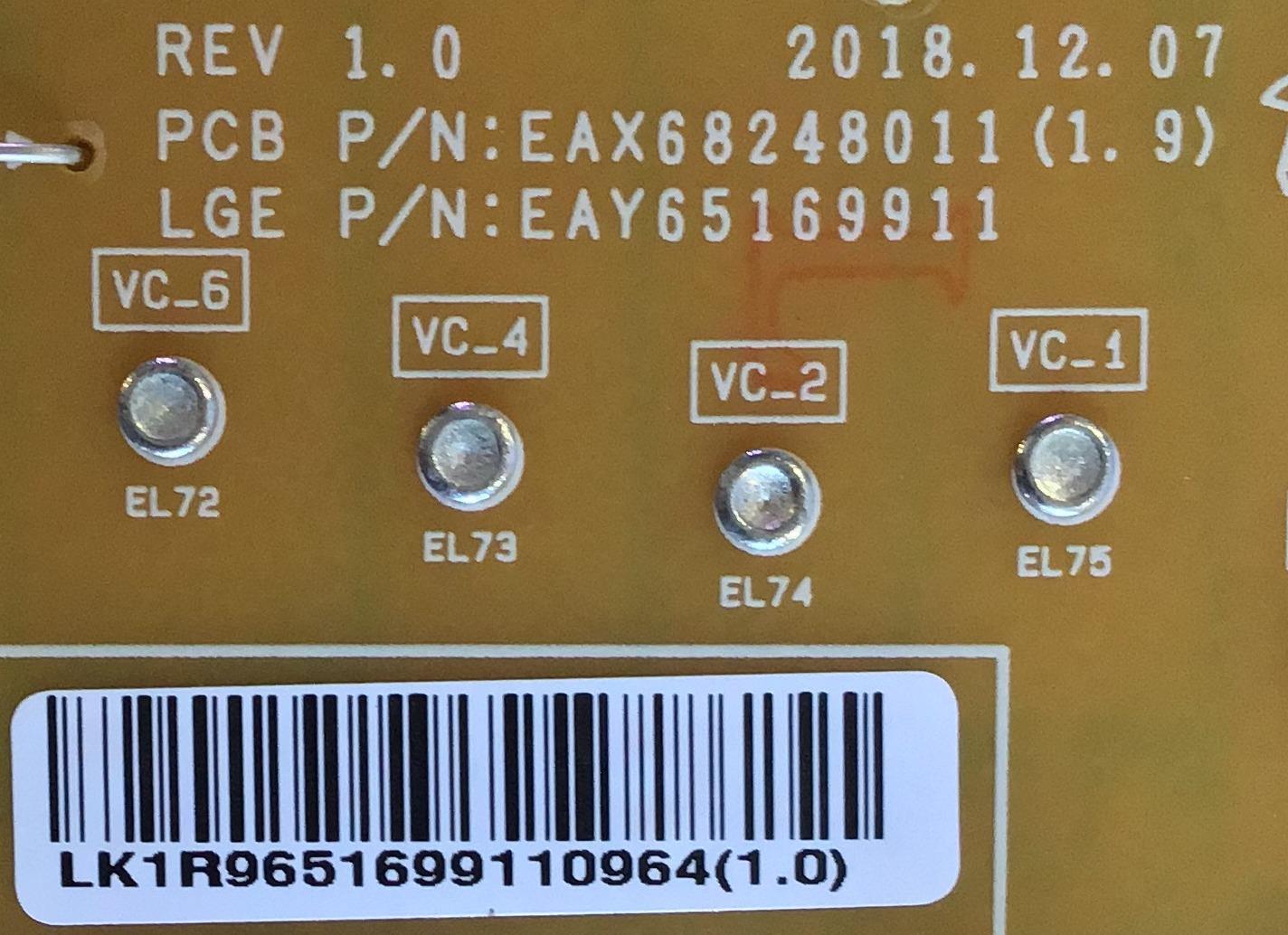 FUENTE DE PODER PARA TV LG / EAY65169911 / EAX68248011(1.9) / 65169911 / PANEL'S NC550EQH-AAHH1 / MODELOS 55SM8600PUA / 55NANO81ANA / 55NANO85UNA.BUSFLOR / 55SM8100AUA.BUSGL0R - Imagen 2