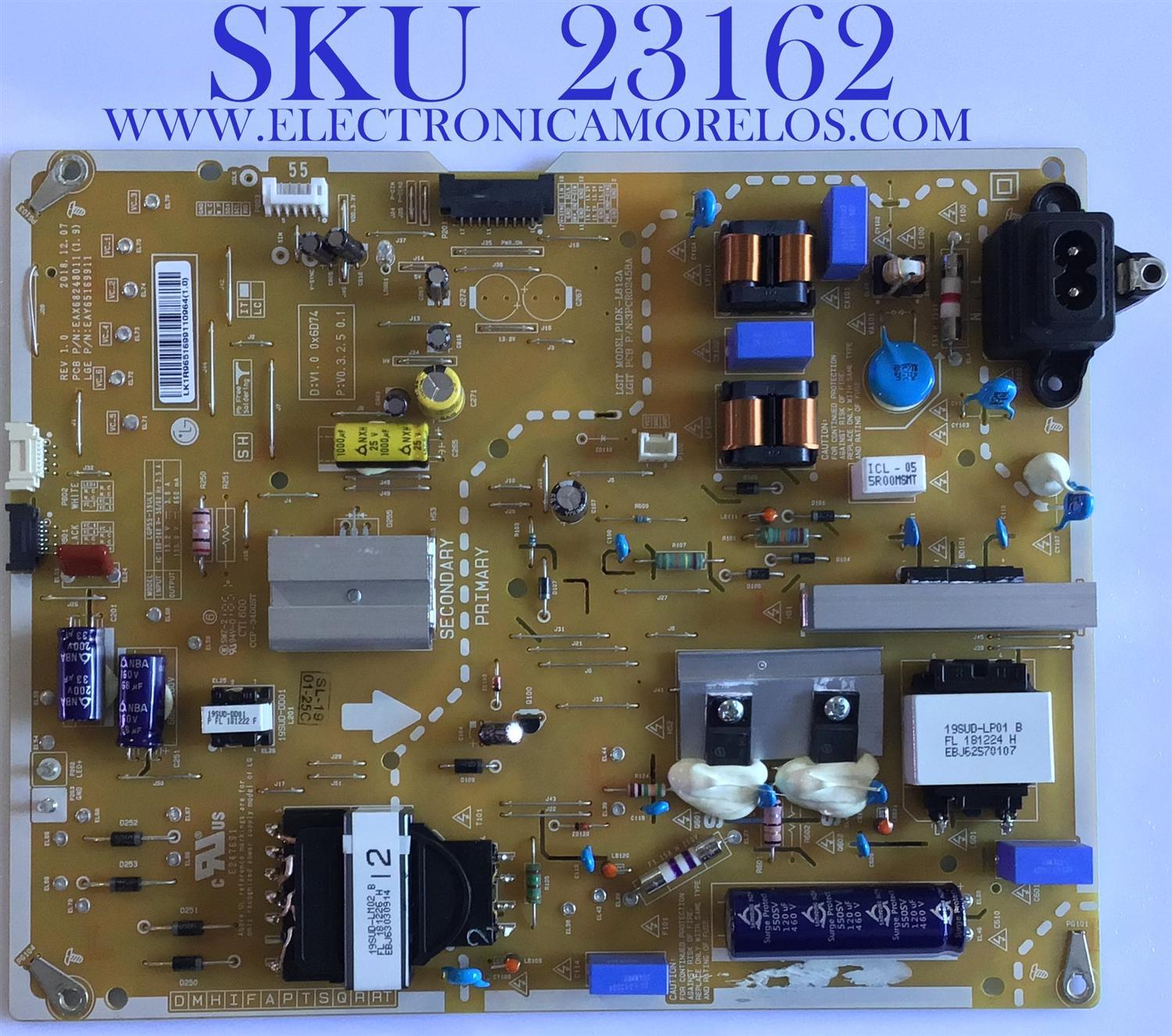 FUENTE DE PODER PARA TV LG / EAY65169911 / EAX68248011(1.9) / 65169911 / PANEL'S NC550EQH-AAHH1 / MODELOS 55SM8600PUA / 55NANO81ANA / 55NANO85UNA.BUSFLOR / 55SM8100AUA.BUSGL0R