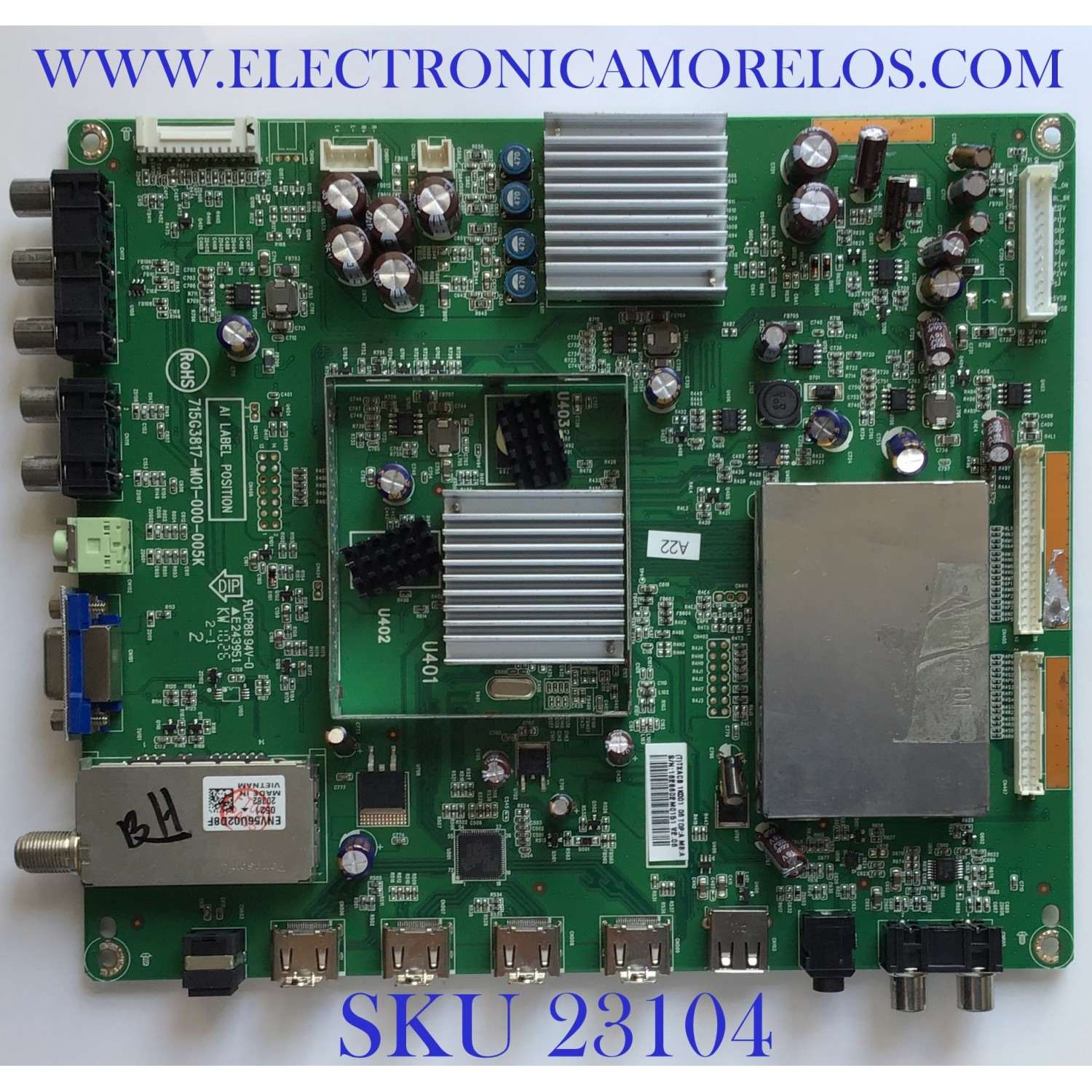 MAIN PARA TV INSIGNIA / 756TXACB1K00106 / 715G3817-M01-000-005K / (T)TXACB1K00106 / PANEL T420HW07 V.1 / MODELO NS-42E570A11