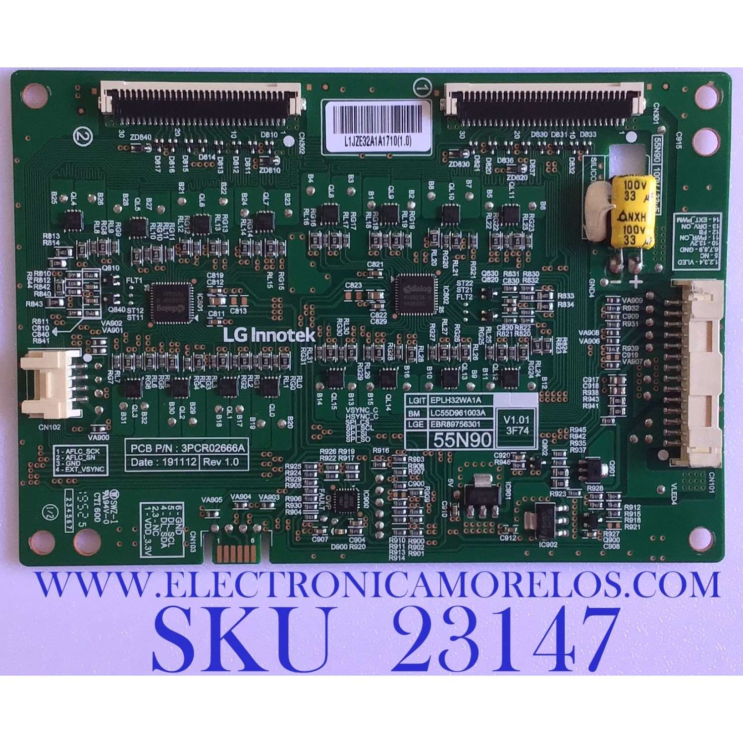 LED DRIVER PARA TV LG / EBR89756301 / 3PCR02666A / EPLH32WA1A / LC55D961003A / PANEL HC550DQB-SLCA1-2141 / MODELO 55NANO90UNA.BUSWLJR
