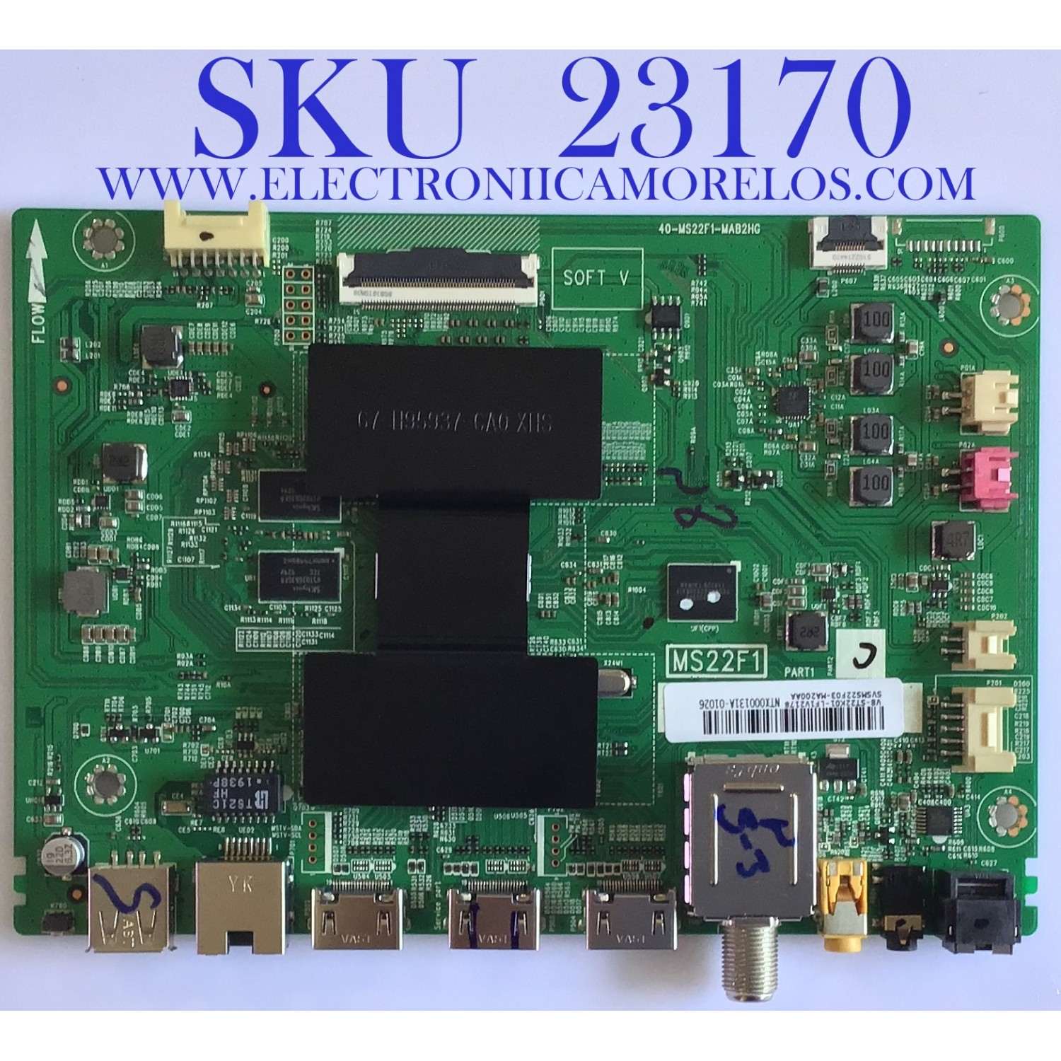 MAIN PARA TV TCL ORIGINAL 4K UHD HDR / NUMERO DE PARTE SVSMS22F03-MA200AA / 40-MS22F1-MAB2HG / V8-ST22K01-LF1V2178 / NTX00031A-01026 / DISPLAY V500DJ6-QE1 REV.C1 / MODELO 50S423 MEBA / 50S425