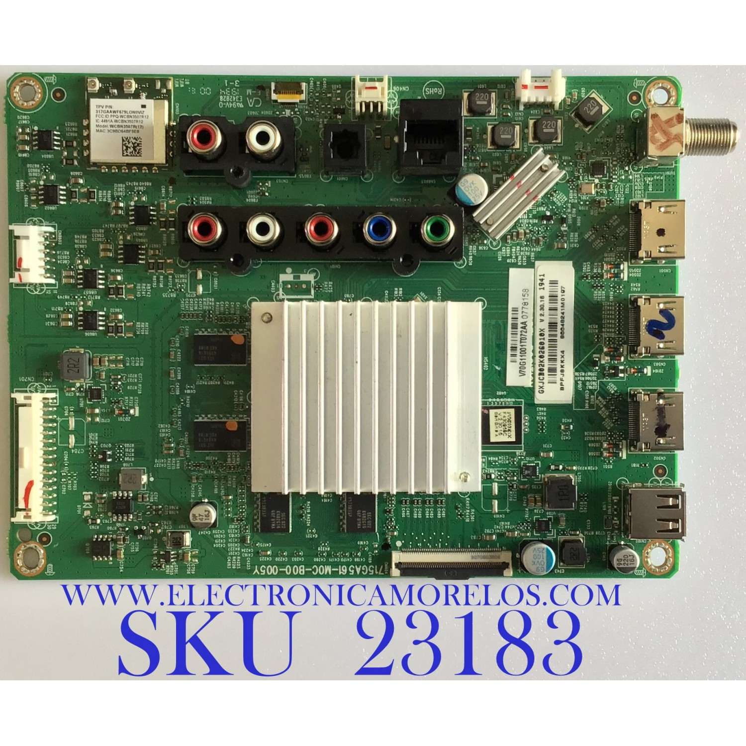 MAIN PARA SMART TV VIZIO / 4K UHD (2160P) / GXJCB02K026 / 715GA561-M0C-B00-005Y / GXJCB02K026010X / PANEL TPT700B5-U1T01.D REV:S01AQ / MODELO V705-G1 LTCHQTAV / V705-G1 LTCHQTBW