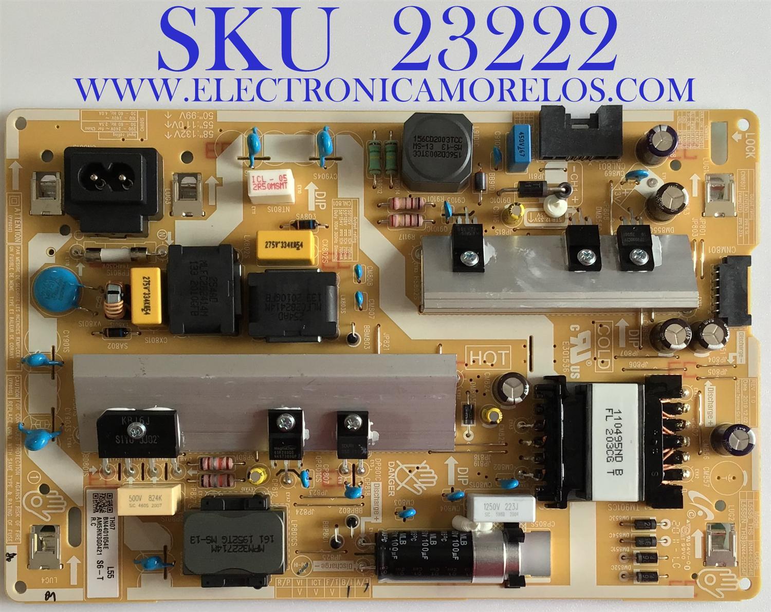 FUENTE DE PODER PARA TV SAMSUNG / NUMERO DE PARTE BN44-01054E / L55S6_THS / BN4401054E / MODELOS UN50TU8000 / UN50TU8000FXZA / UN55TU8000 / UN55TU8000FXZA / UN58TU7000FXZA XA07