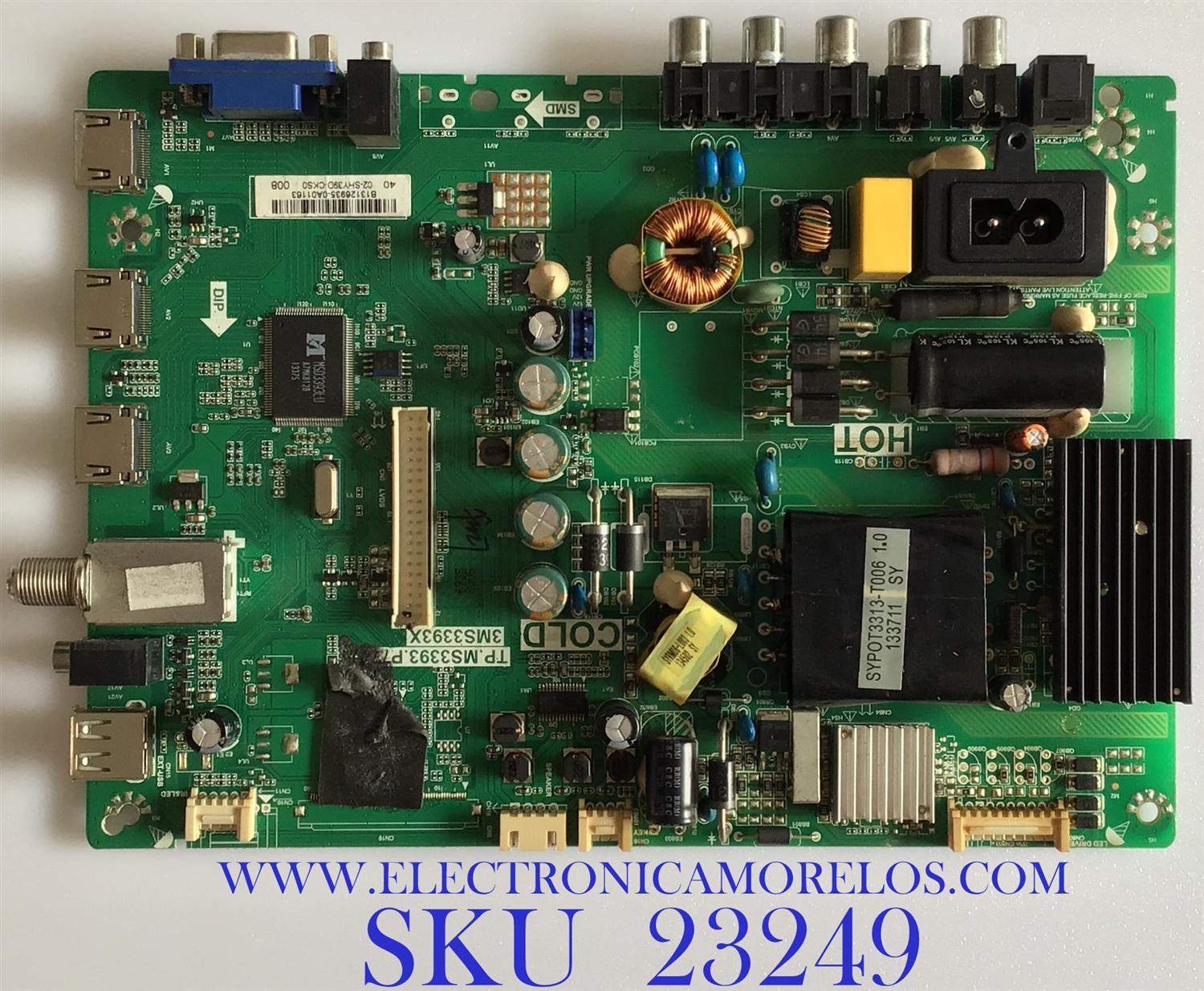 MAIN FUENTE PARA TV SANYO / FVD4064 / TP.MS3393.P77 / 02-SHY39D-CKS0 / 3MS3393X / B13126935 / P40D64-01 / PANEL LVF400SSDX E4 V3 / MODELO FVD4064