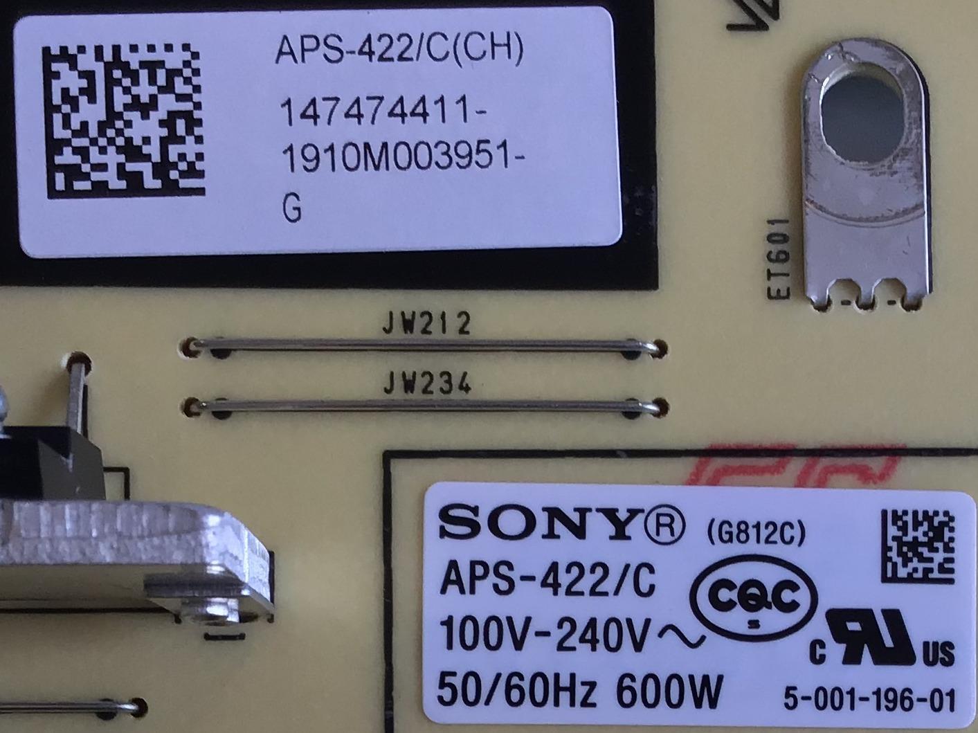 FUENTE DE PODER PARA TV SONY / NUMERO DE PARTE 1-474-744-11 / APS-422 / 147474411 / APS-422/C / 199010723 / 100160012 / APS-422/C(CH) / PANEL LE650AQP (AM)(A2) / MODELO XBR-65A8G / XBR65A8G - Imagen 2