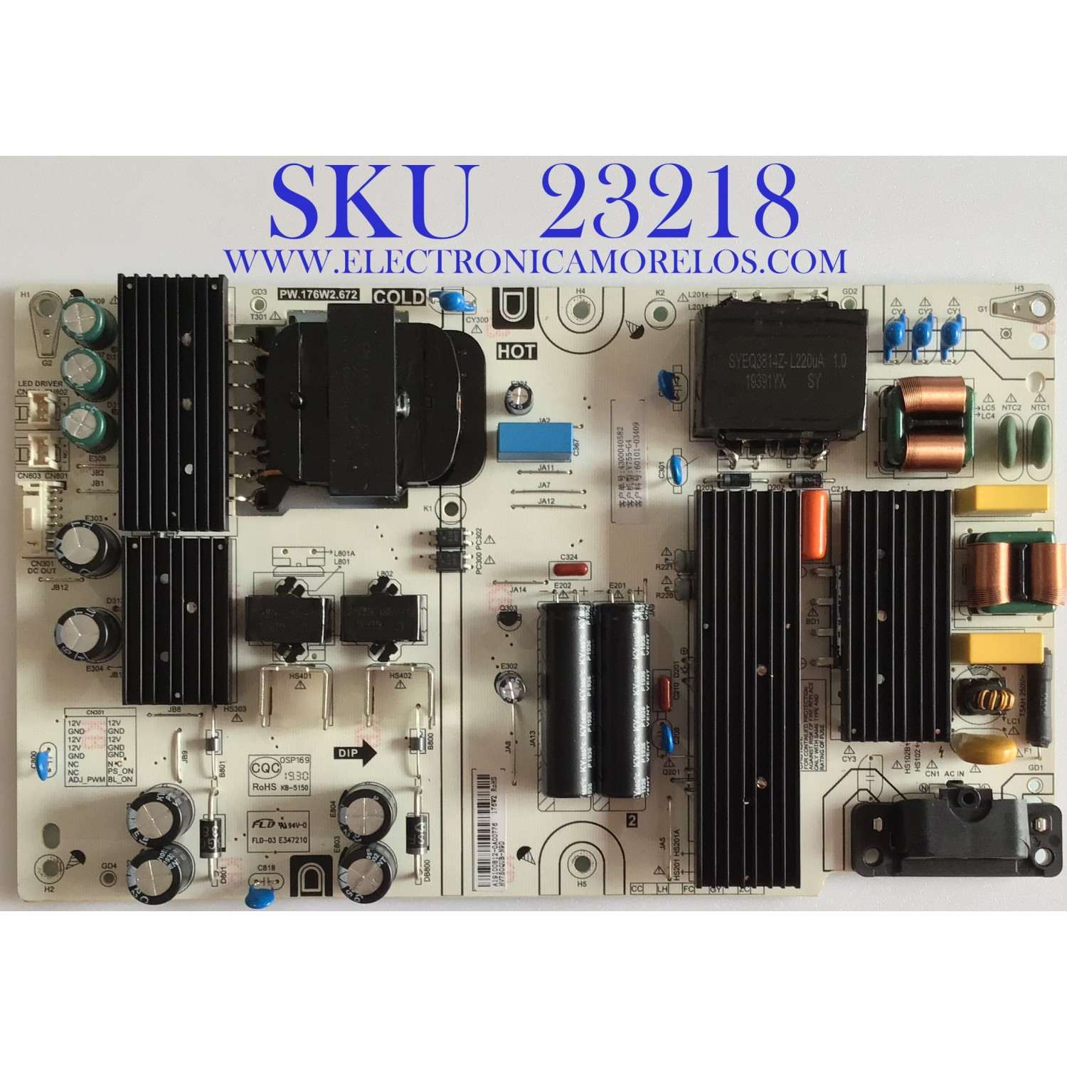 FUENTE DE PODER PARA SMART TV VIZIO / 60101-03409 / PW.176W2.672 / 4300055723 / A19100812 / PANEL BOE1750WQ-H / MODELO V755-G4 LBNFQQBW / V755-G4 LBNFQQCW