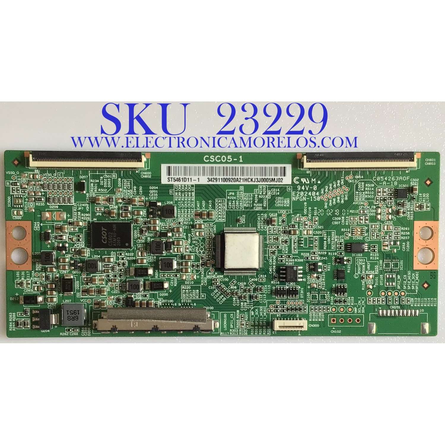 T-CON PARA TV SONY / NUMERO DE PARTE 1-007-123-11 / 34291100920 / CSC05-1 / ST5461D11-1 / 34291100920A21 / PANEL YSAF055CNS01 / MODELOS KD-55X75CH / KD55X75CH / KD-55X750H