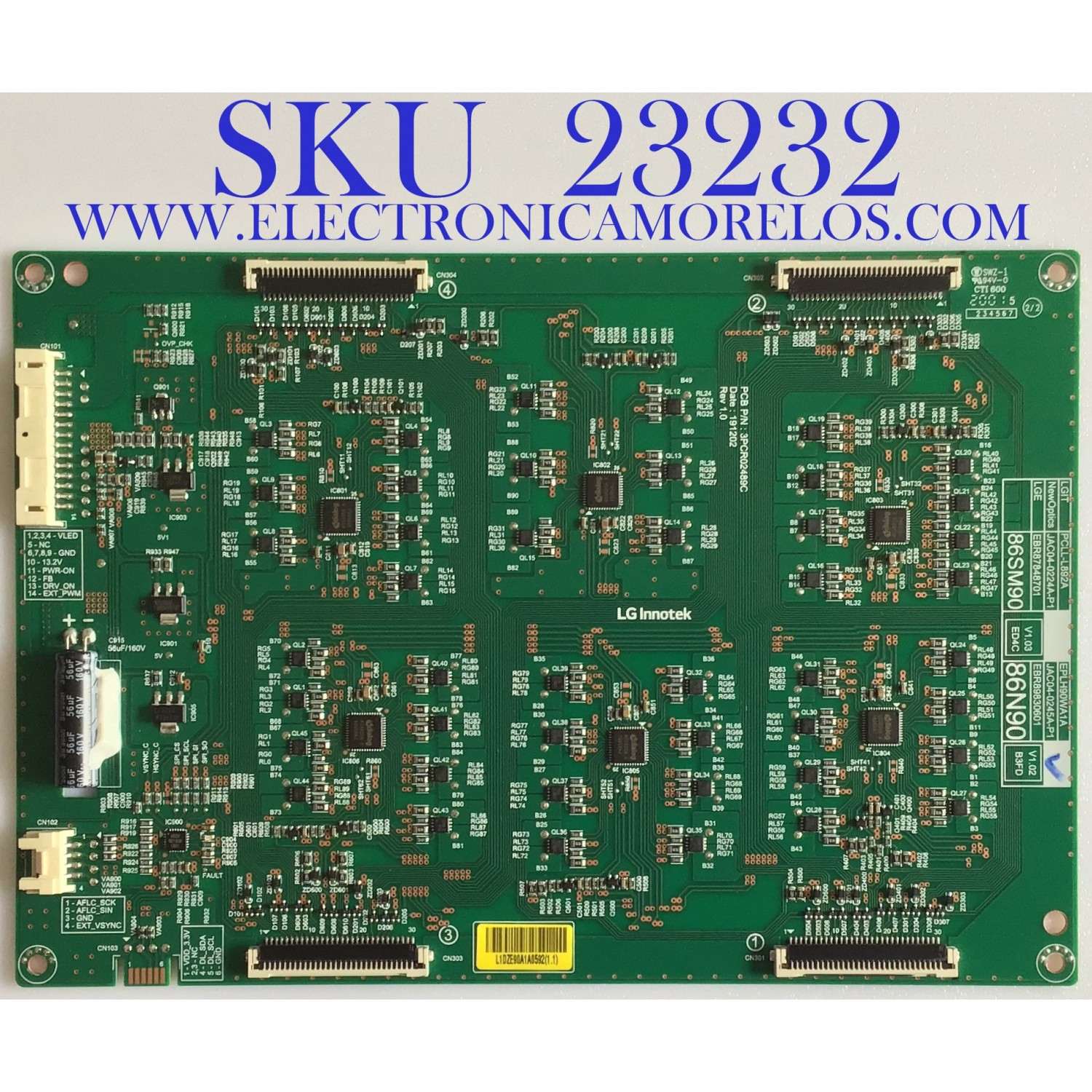 LED DRIVER PARA TV LG / NUMERO DE PARTE EBR89830601 / 3PCR02489C / JAC04-0245A-P1 / EPLH90WA1A / PANEL NC860DQD-AAHH5 / MODELOS 86NANO91ANA / 86NANO90UNA / 86NANO91ANA.BUSWLJR / 86NANO90UNA.BUSWLJR / 86NAN091ANA / 86NAN090UNA