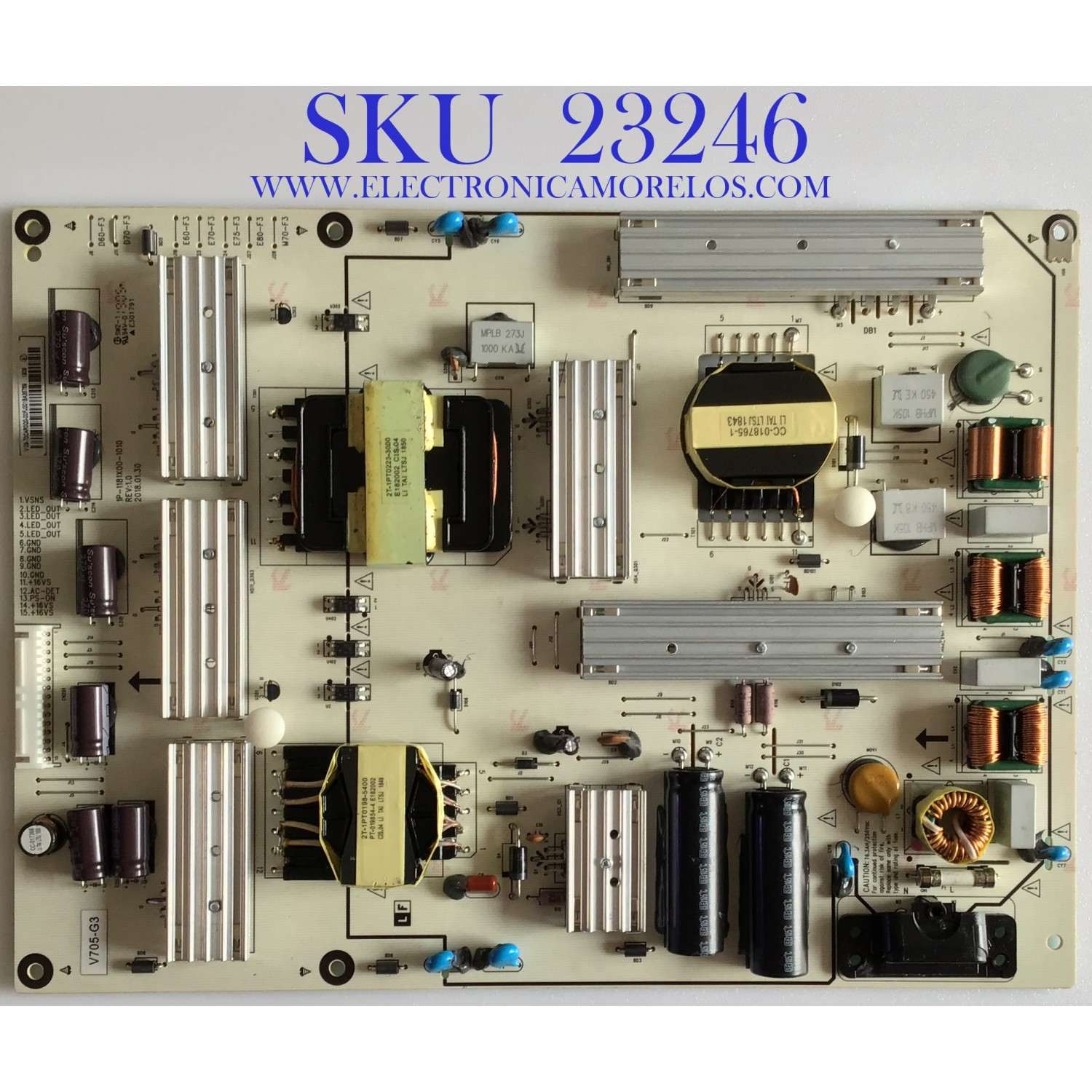 FUENTE DE PODER PARA TV VIZIO / 09-70CAR0Q0-00 / 1P-1181X00-1010 / MODELO V705-G3 LFTRYSLV / V705-H3 LFTRZOMW