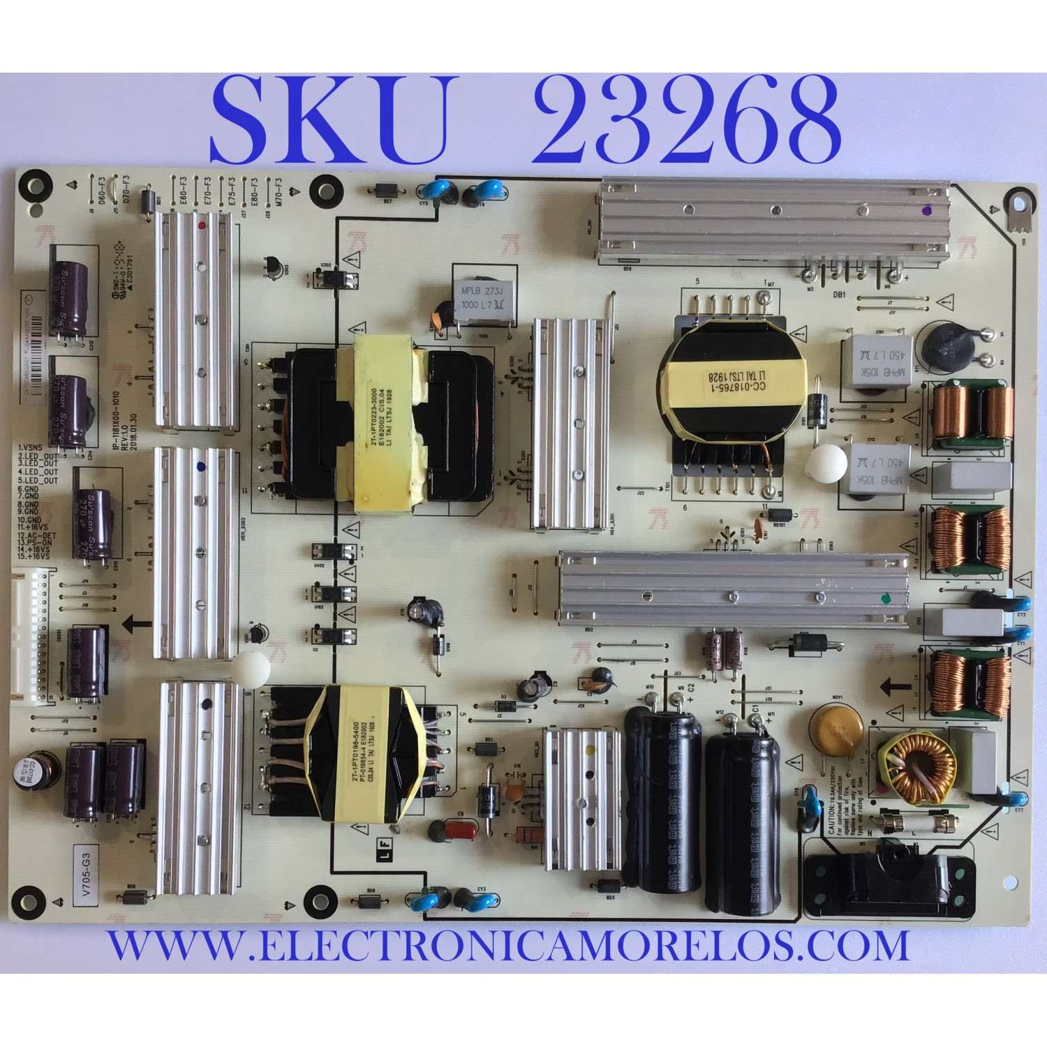 FUENTE DE PODER PARA TV VIZIO / 09-70CAR0Q0-01 / 1P-1181X00-1010 / MODELO V705-G3 LFTRYSLW