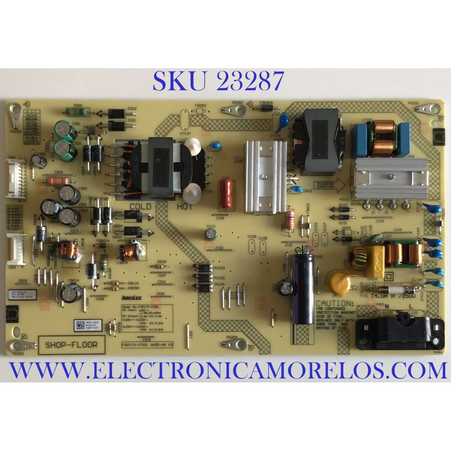 FUENTE DE PODER PARA SMART TV VIZIO / P650D108DB / FSP173-1FS01 / V655-H9 / H00001221 / PANEL V650DJ4-D03 REV.C1 / MODELOS V655-H19 LIAIZCNW / V655-H19 LINIZCNW
