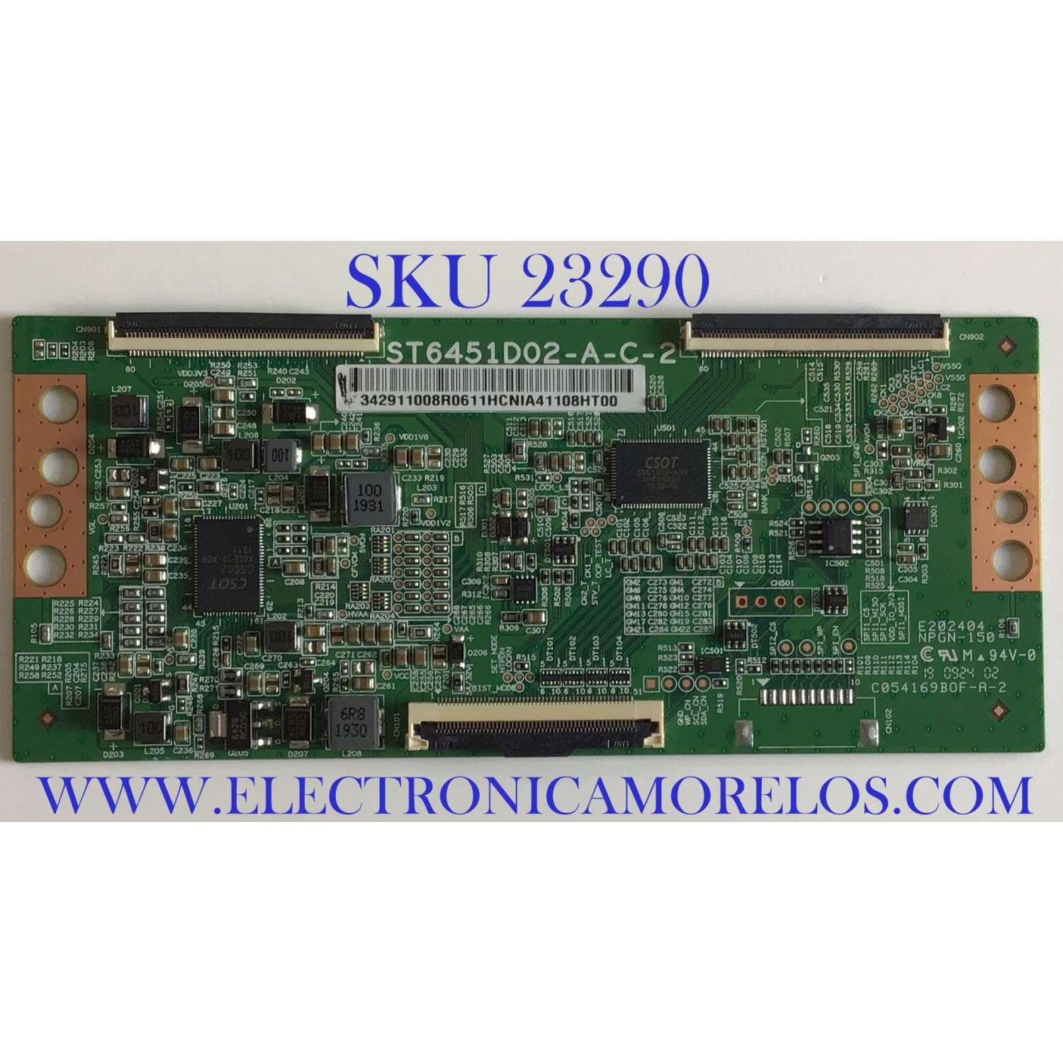 T-CON PARA TV HISENSE / NUMERO DE PARTE 342911008R0511 / 34.29110.08R / ST6451D02-A-C-2 / ST6451D02-F VER.2.1 / ST6451D02-G / ST6551D02-A / MODELOS 65S525LBAA / 65S425TBBA / 65S535 / 65S425LBBA / 65S421 / 65R625 / 65R6E1 / 65R6E4 / 65R6E3 65A6109FUWR
