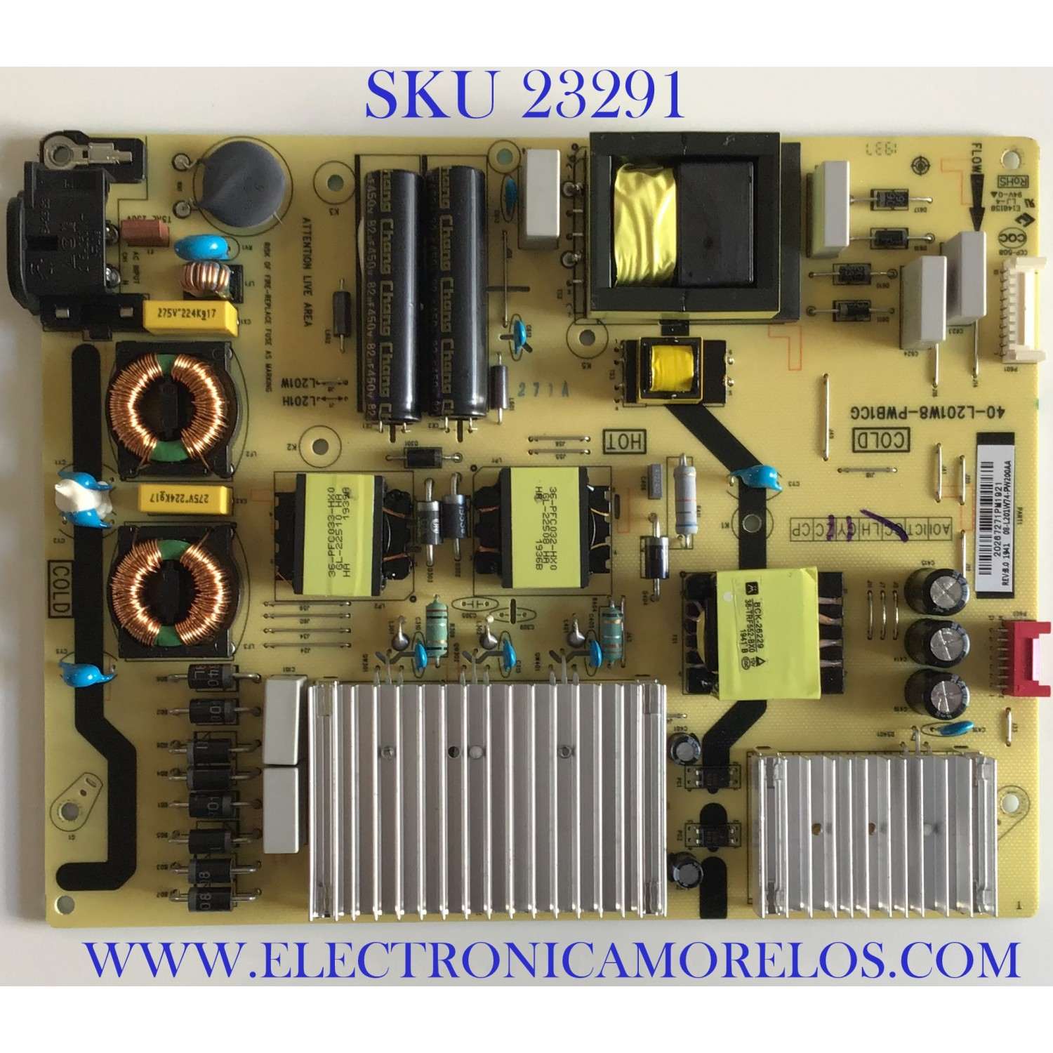 FUENTE DE PODER PARA SMART TV TCL / 08-L201W74-PW200AA / 40-L201W8-PWB1CG / PANEL LVU650NEBL CD9W10 / MODELO 65S525LBAA