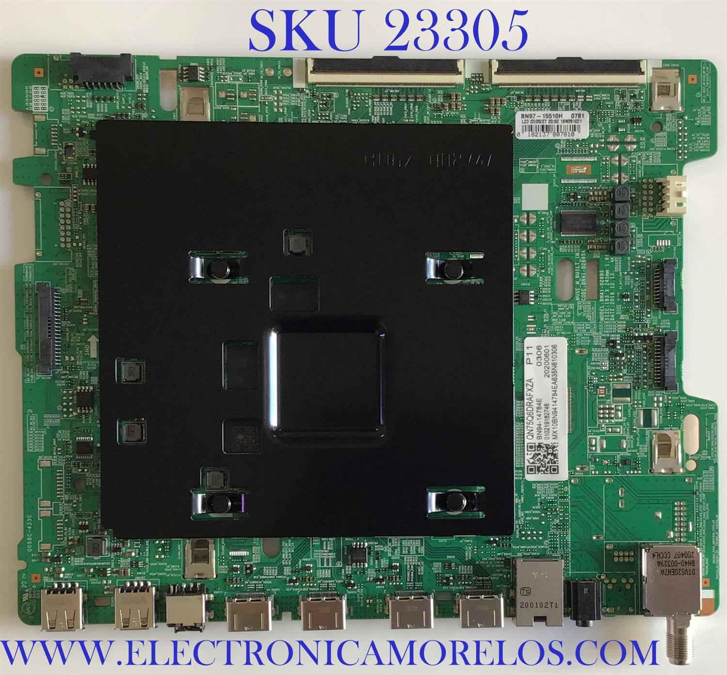 MAIN PARA SMART TV SAMSUNG  4K Ultra HD HDR QLED / BN94-14784E / BN41-02695A / BN97-15510H / PANEL CY-RR075FGHV1H / MODELO QN75Q6DRAFXZA CA03 / QN75Q60RAFXZA CA03 