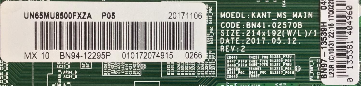 MAIN PARA TV SAMSUNG / BN94-12295P / BN41-02570A / BN97-13539H / PANEL CY-UM065FLLV8H / DISPLAY BN96-42606A / BN9642606A / LSF650FF03-M06 / MODELO UN65MU8500FXZA FC08 - Imagen 2