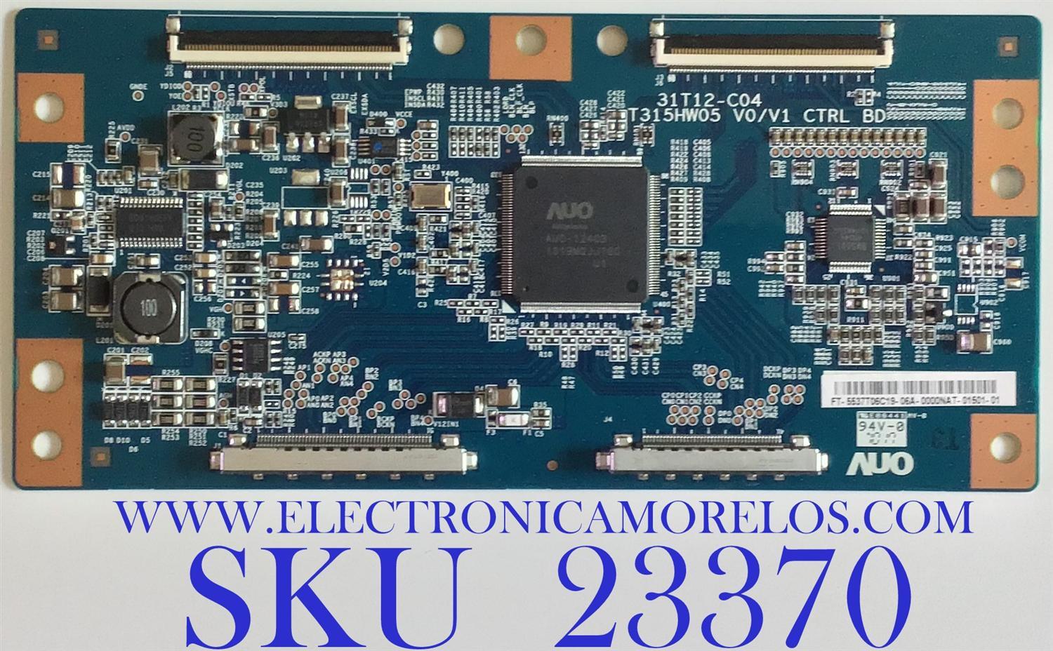 T-CON PARA TV PROSCAN / 55.37T06.C19 / 31T12-C04 / 5537T06C19 / T315HW05 V0/V1 / PANEL T370HW04 V.1 / MODELO PLED3792A
