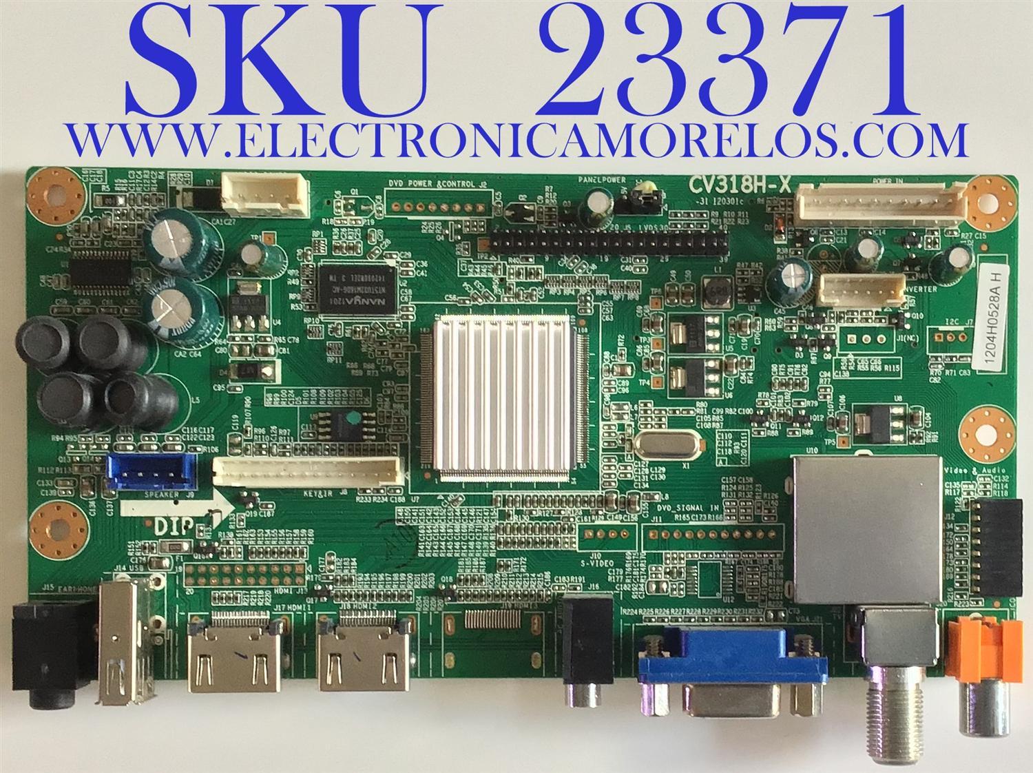 MAIN PARA TV PROSCAN / 1204H0528A / CV318H-X / 1.80.00.02103 / 100808804H / 20120518X008081 / PANEL T370HW04 V.1 / MODELO PLED3792A