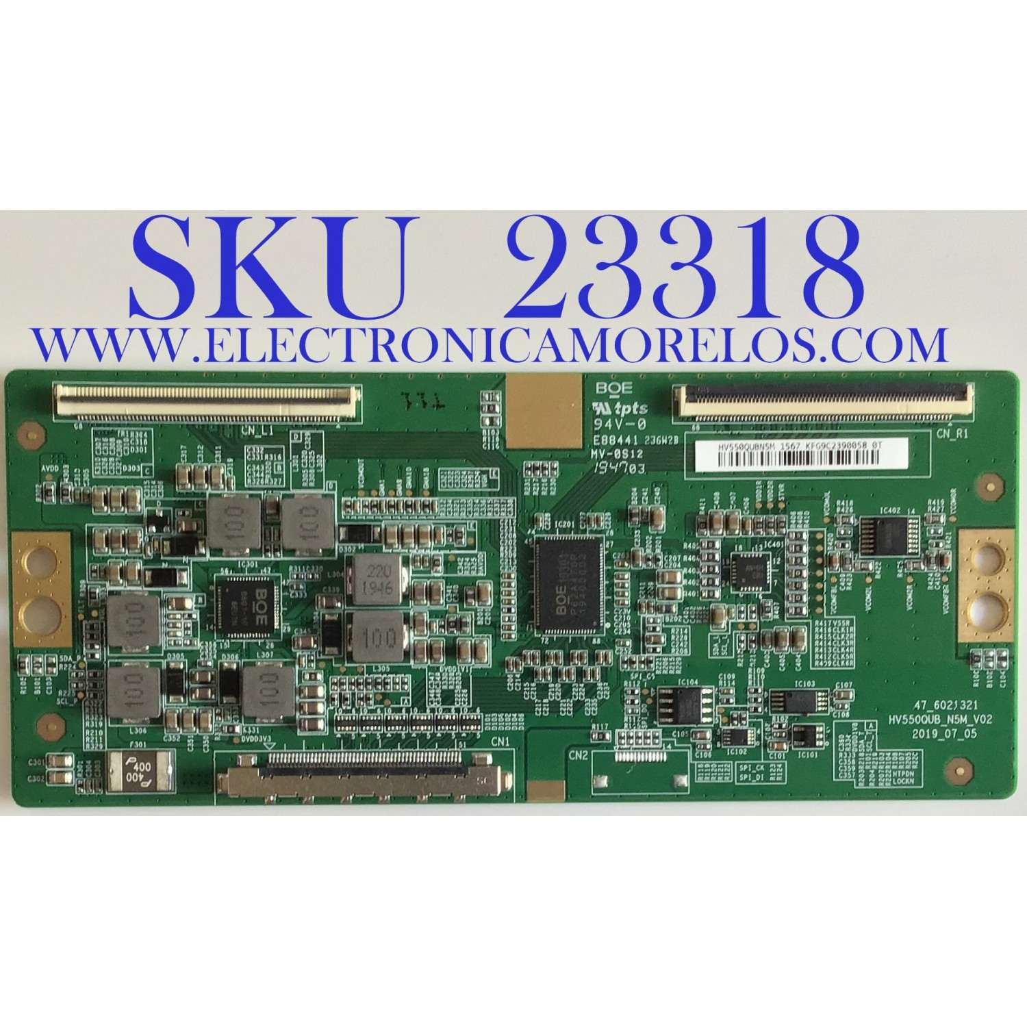 T-CON PARA TV SONY / NUMERO DE PARTE 1-007-125-11 / 47_6021321 / HV550QUBN5M / 1567K / HV550QUB_N5M_V02 / PANEL YSAF055CNO01 / NUMERO DE DISPLAY HV550QUB-N5M/ MODELO XBR-55X800H / XBR-55X81CH / XBR55X81CH / KD-55X80J