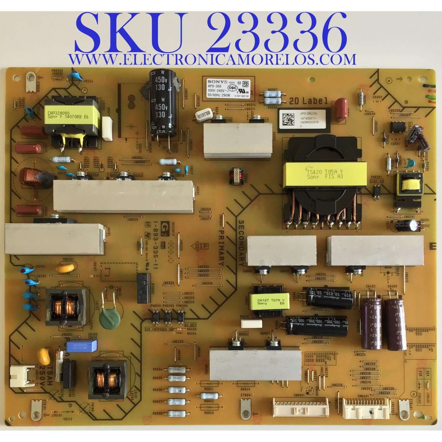 FUENTE DE PODER PARA SMART TV SONY / 1-474-566-11 / APS-366(CH) / 147456611 / PANEL LC650EUF(FG)(F1) / MODELO KDL-65W950B