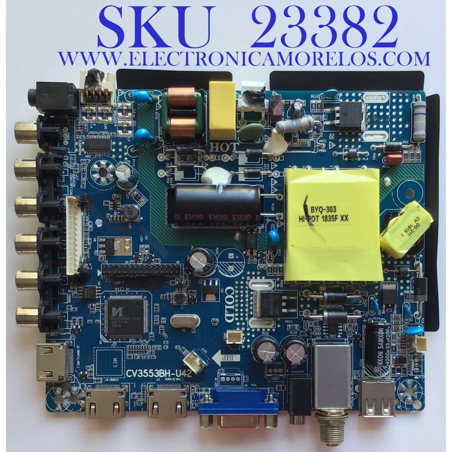 MAIN FUENTE PARA TV JENSEN / LTE40529 / CV3553BH-U42 / LTE50530 / 7.T3553BHU4211.3A8 / 93H0213 / PANEL V400HJ6-PE1 C3 / DLED39.5DX  / MODELO JE4015