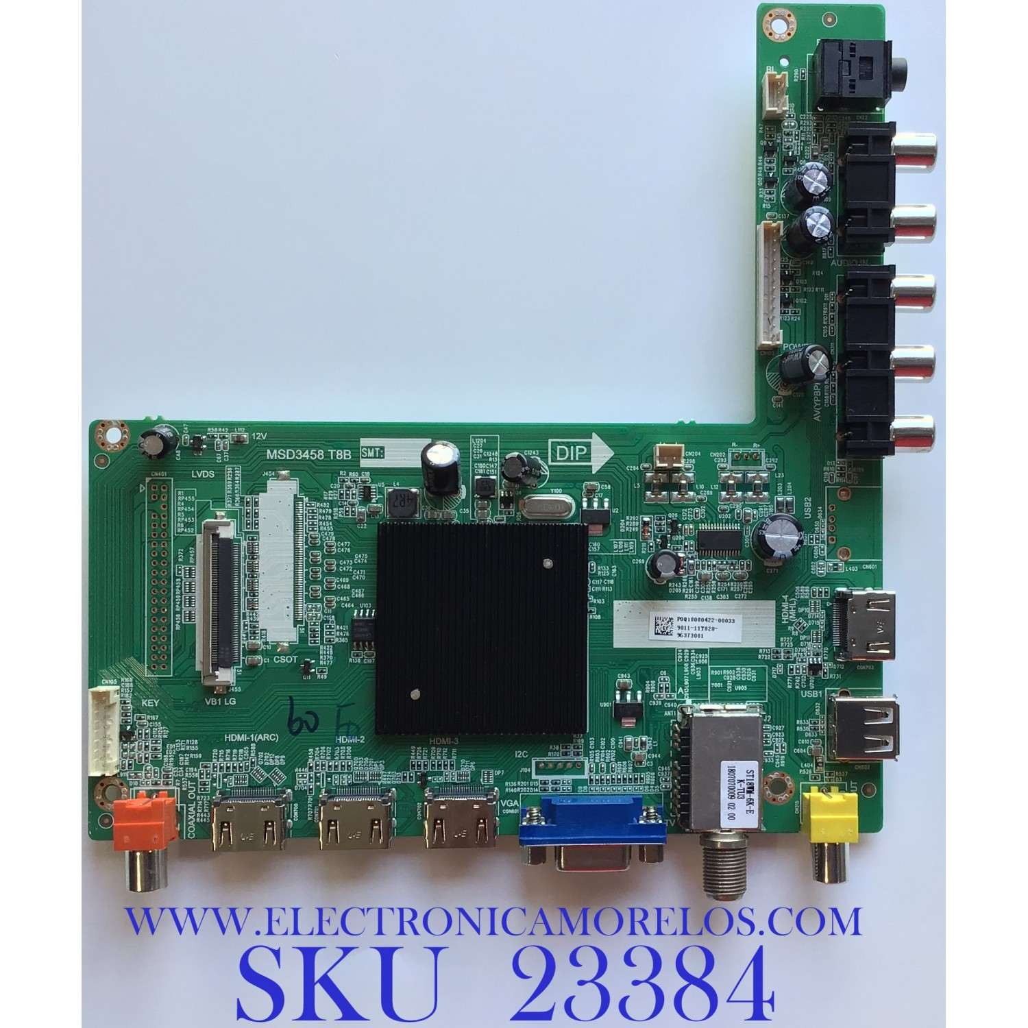 MAIN PARA TV W BOX / 9011-11T828-96373081 / MSD3458 T8B / 90Q18080422-00033 / PANEL K490WDC2 / MODELO 0E-49LED4K
