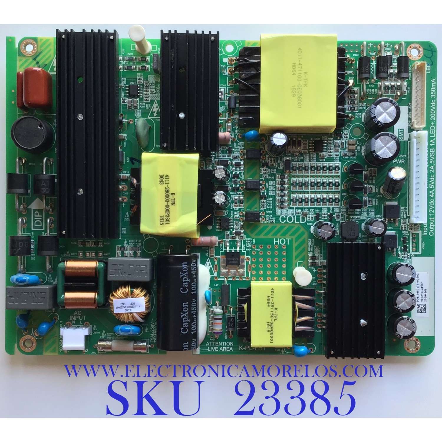 FUENTE  DE  PODER PARA TV W BOX / 9012-112A45-20004341 / P0Q18080177-0502 / K-PL-FH1 / 9012-11245-20004341 / PANEL K490WDC2LU330A300 / MODELO 0E-49LED4K