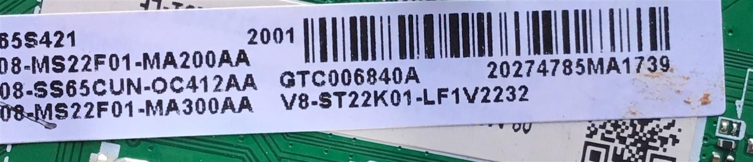 MAIN PARA TCL 4K UHD HDR ROKU SMART TV RESOLUCION (3840 x 2160) / 08-SS65CUN-OC412AA / 40-MS22F1-MAB2HG / 08-MS22F01-MA200AA / 08-MS22F01-MA300AA / PANEL LVU650NDEL / MODELO 65S421 / 65S425 - Imagen 2