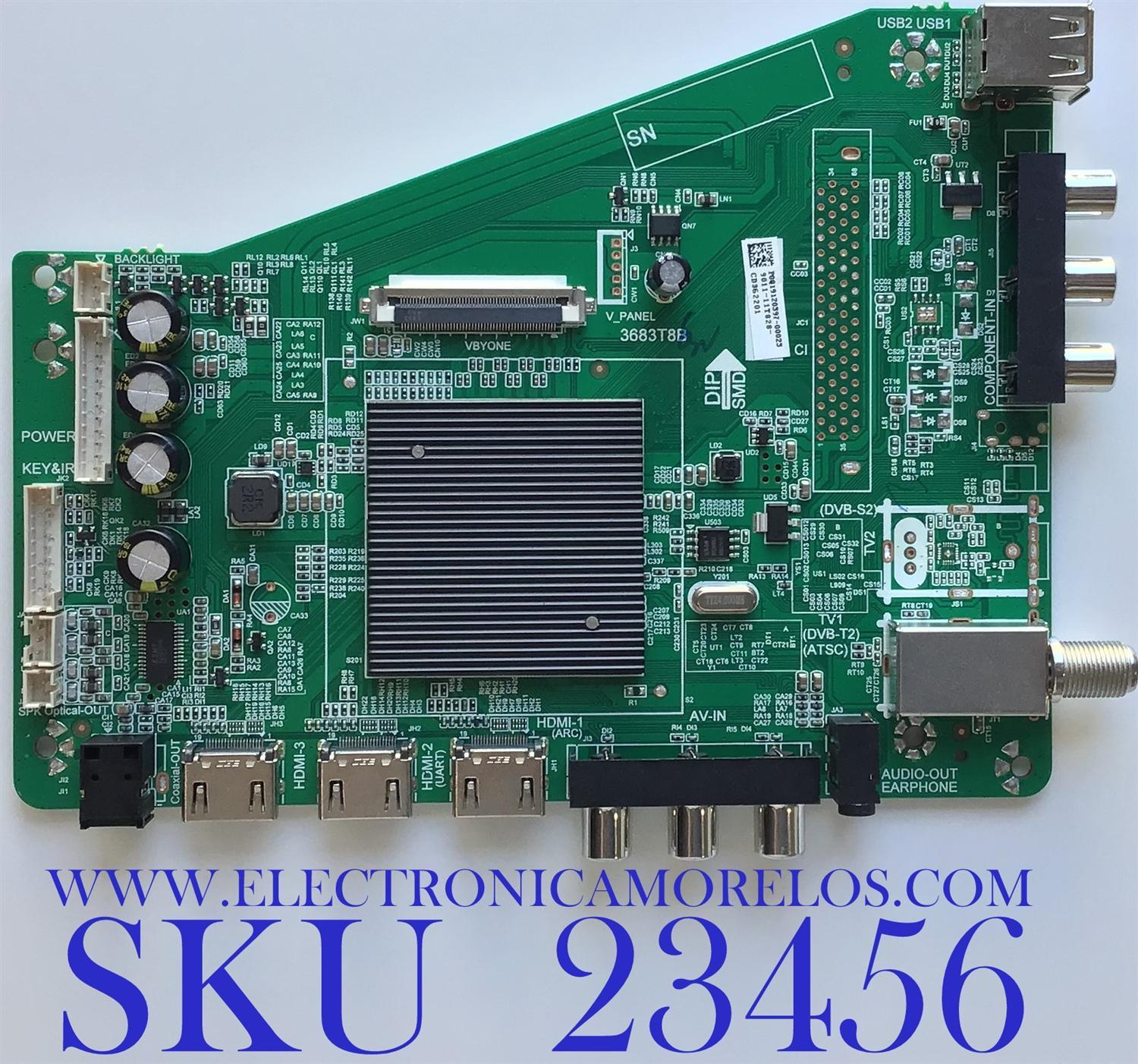 MAIN PARA TV WBOX / 9011-11T828-CD362201 / 3683T8B / P0Q19120597-00023 / PANEL K550WDC2 / MODELO 0E-55LED4KA