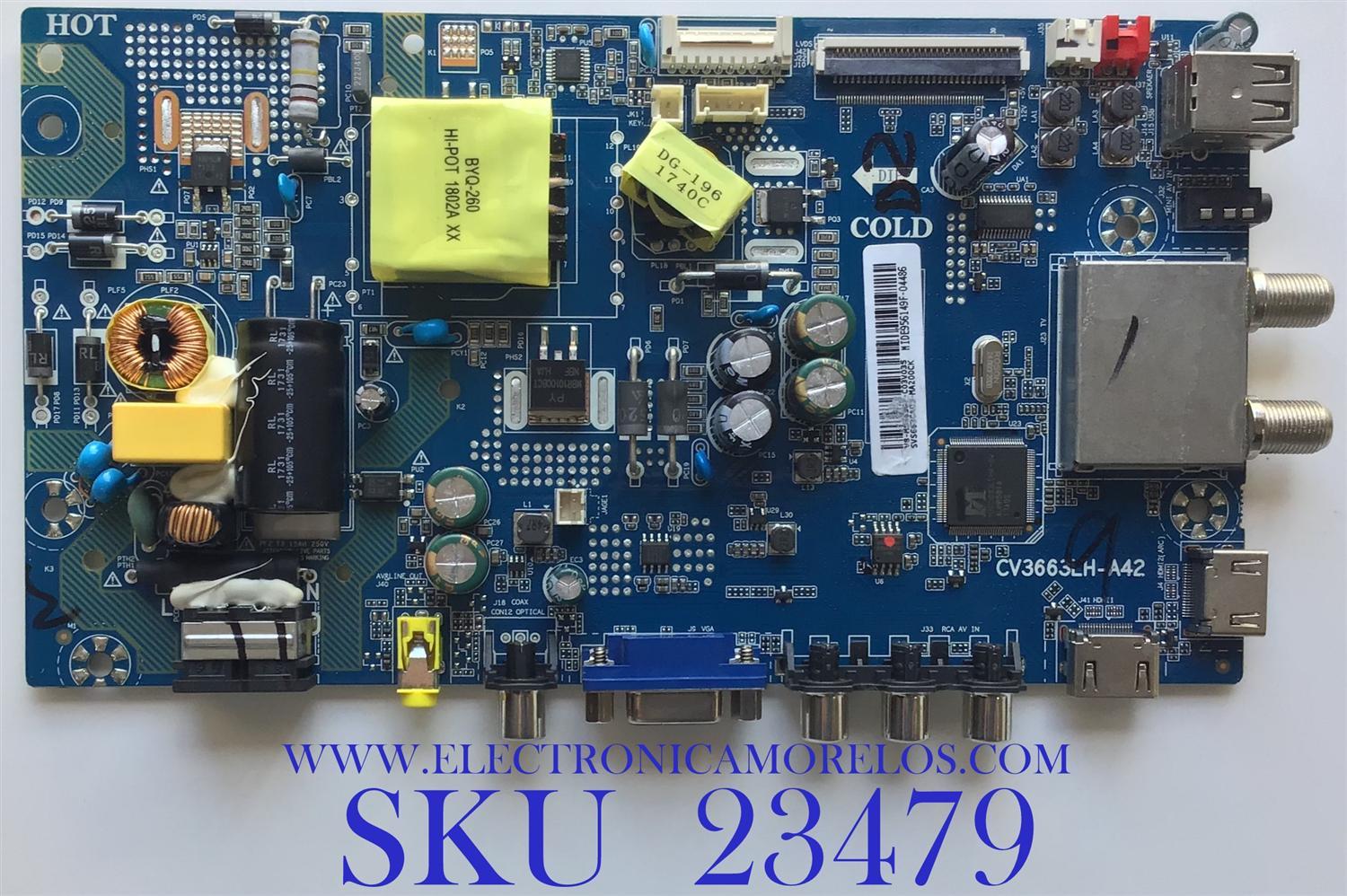 MAIN FUENTE PARA TV PANAVOX / SVS663CS03-MA200CK / CV3663LH-A42 / MIDE956149F-04486 /  ESTA TARJETA ES CHINA Y ES UTILIZADA EN DIFERENTES MARCAS Y MODELOS / ENTRAR A DESCRIPCIÓN DEL PRODUCTO
