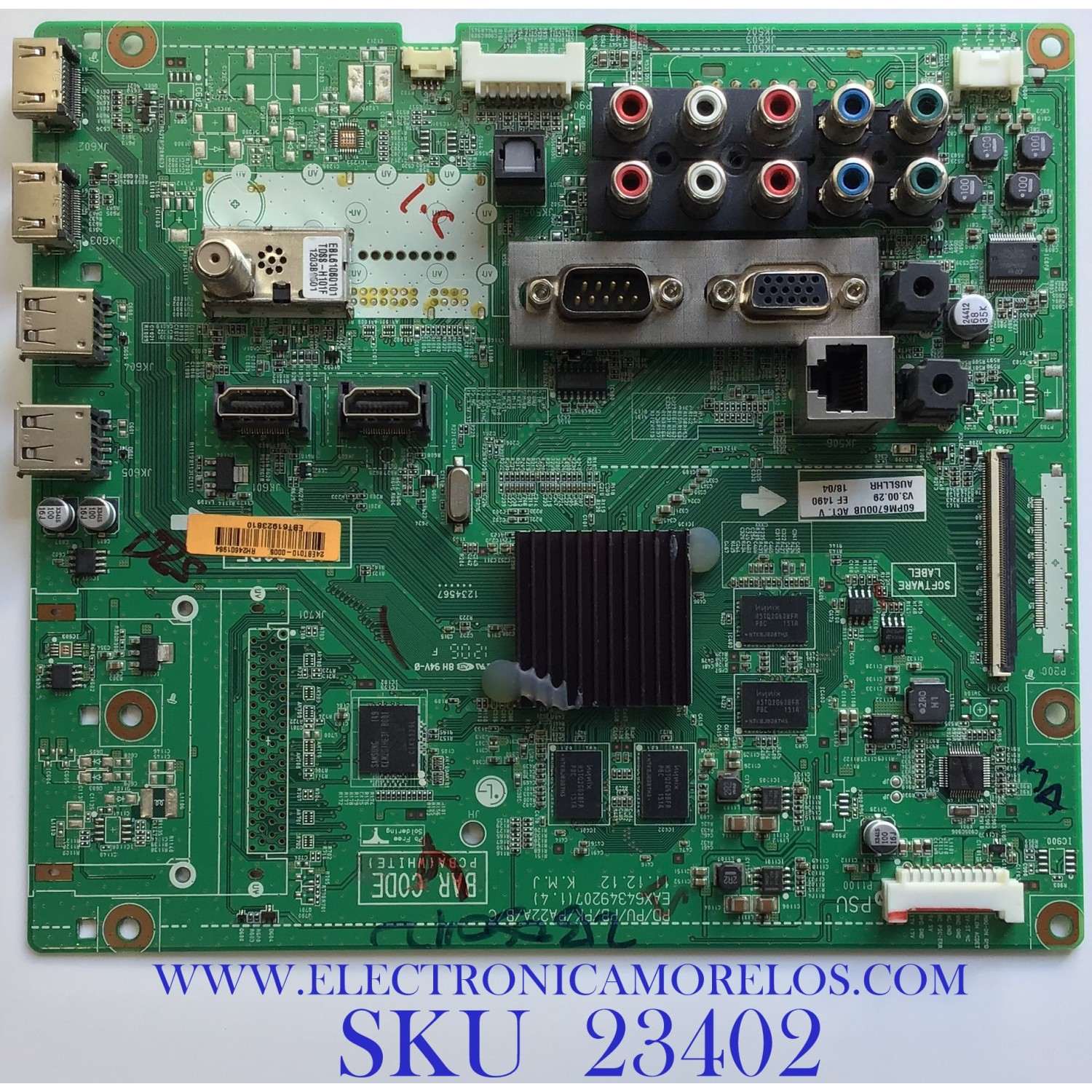MAIN PARA TV LG / EBT61923810 / EAX64349207(1.4) / RH24601984 / MODELO 60PM6700-UB.AUSLLHR