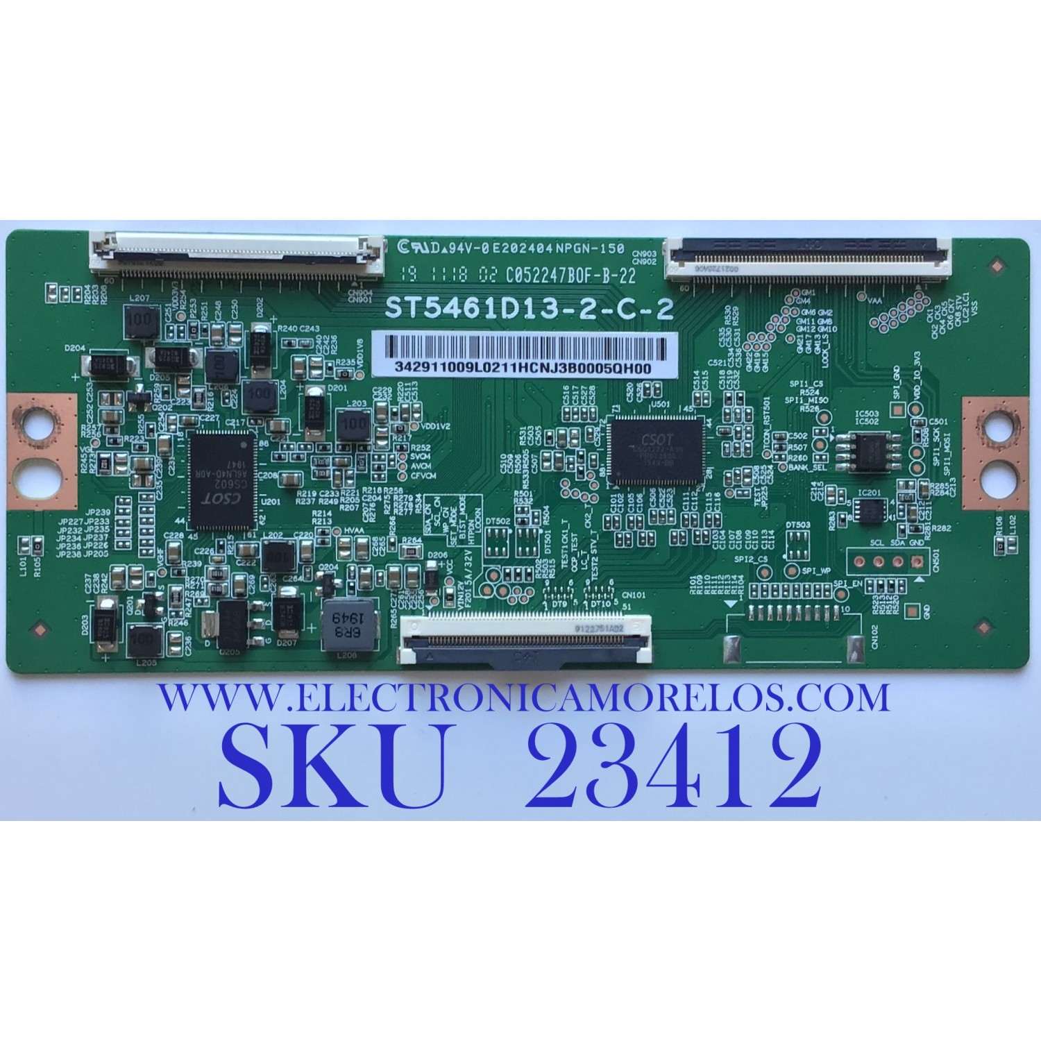 T-CON PARA TV TCL / NUMERO DE PARTE 342911009L / ST5461D13-2-C-2 / C052247BOF / 342911009L0211 / PANEL'S TPT550U2-D132.L REV:S21B / LVU550NDJL CD9W00 V1 / LVU550CSDX E0257 / DISPLAY ST5461D13-2 VER.2.2 / MODELOS NS-55DF710NA21 / 55R82 / 55R83 / 55S535