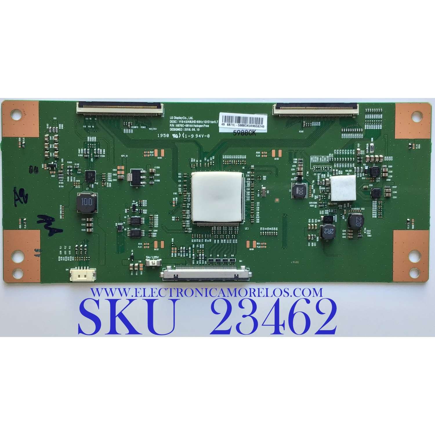 T-CON PARA TV SONY / NUMERO DE PARTE 6871L-5988C / 6970C-0814A / 5988C / PANEL YS9F049HNG01 / DISPLAY LC490EQY (SM)(A2) / MODELO XBR-49X800H